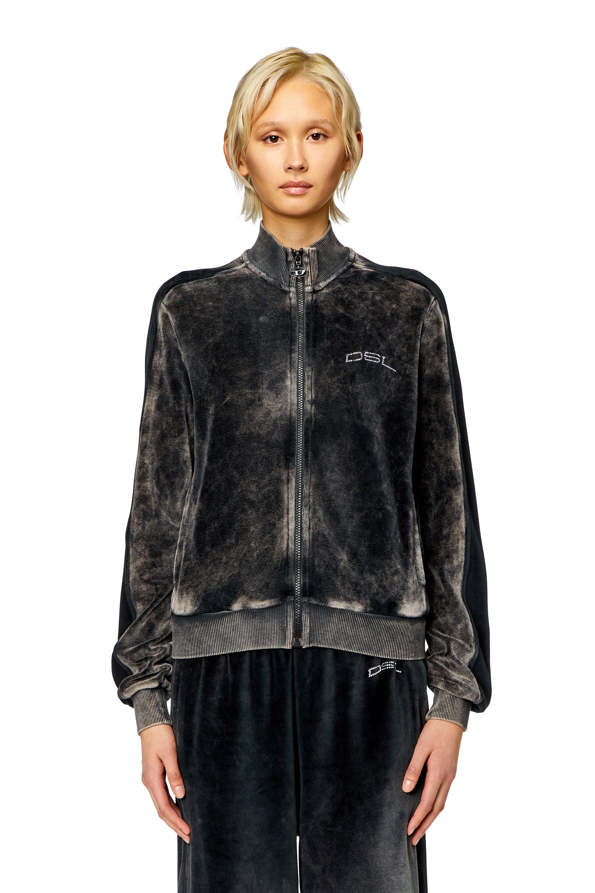 Women's Mixed-material track jacket with side stripes | Diesel