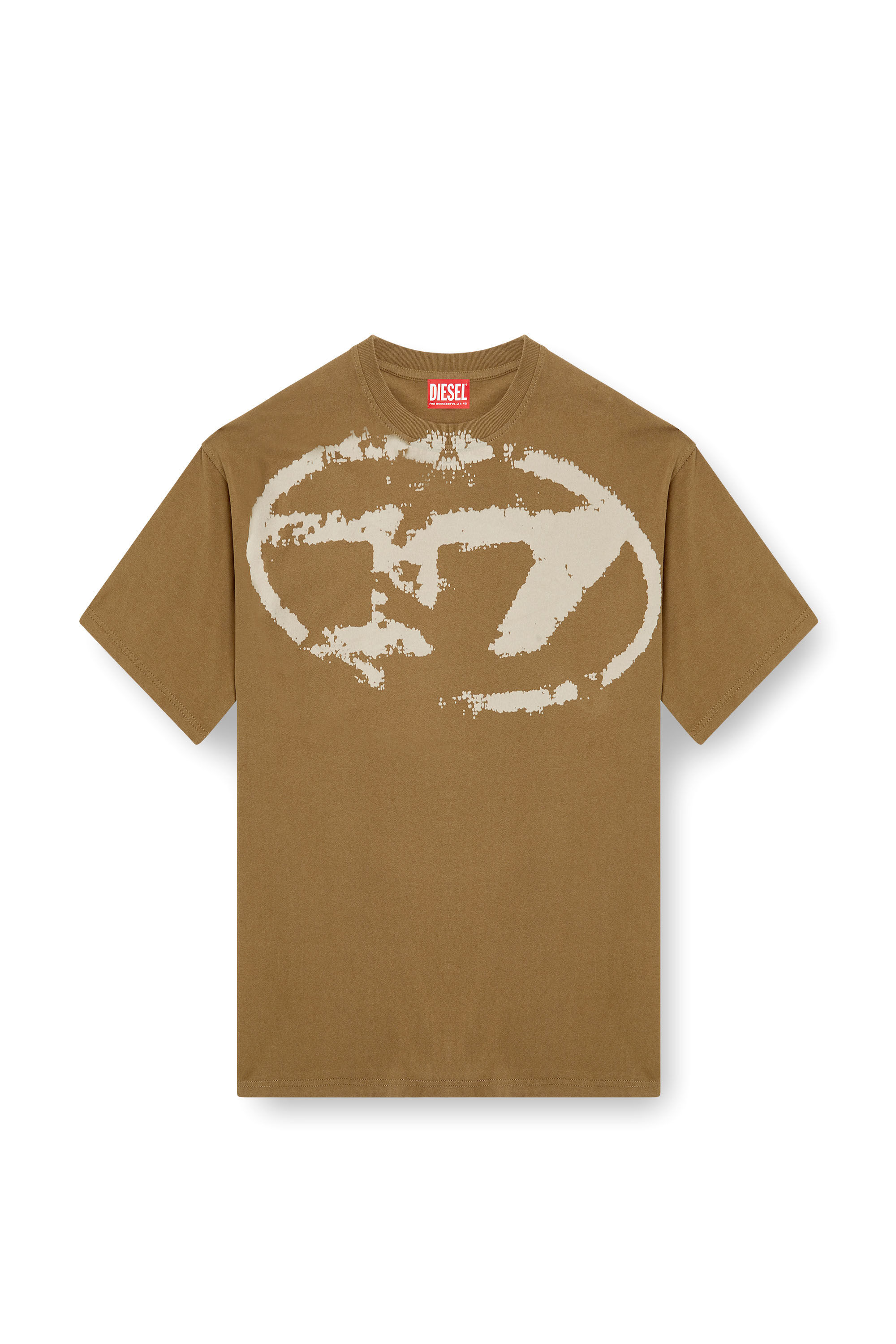 Diesel - T-BOXT-N14, T-shirt avec logo floqué effet vieilli Homme in Marron - 2