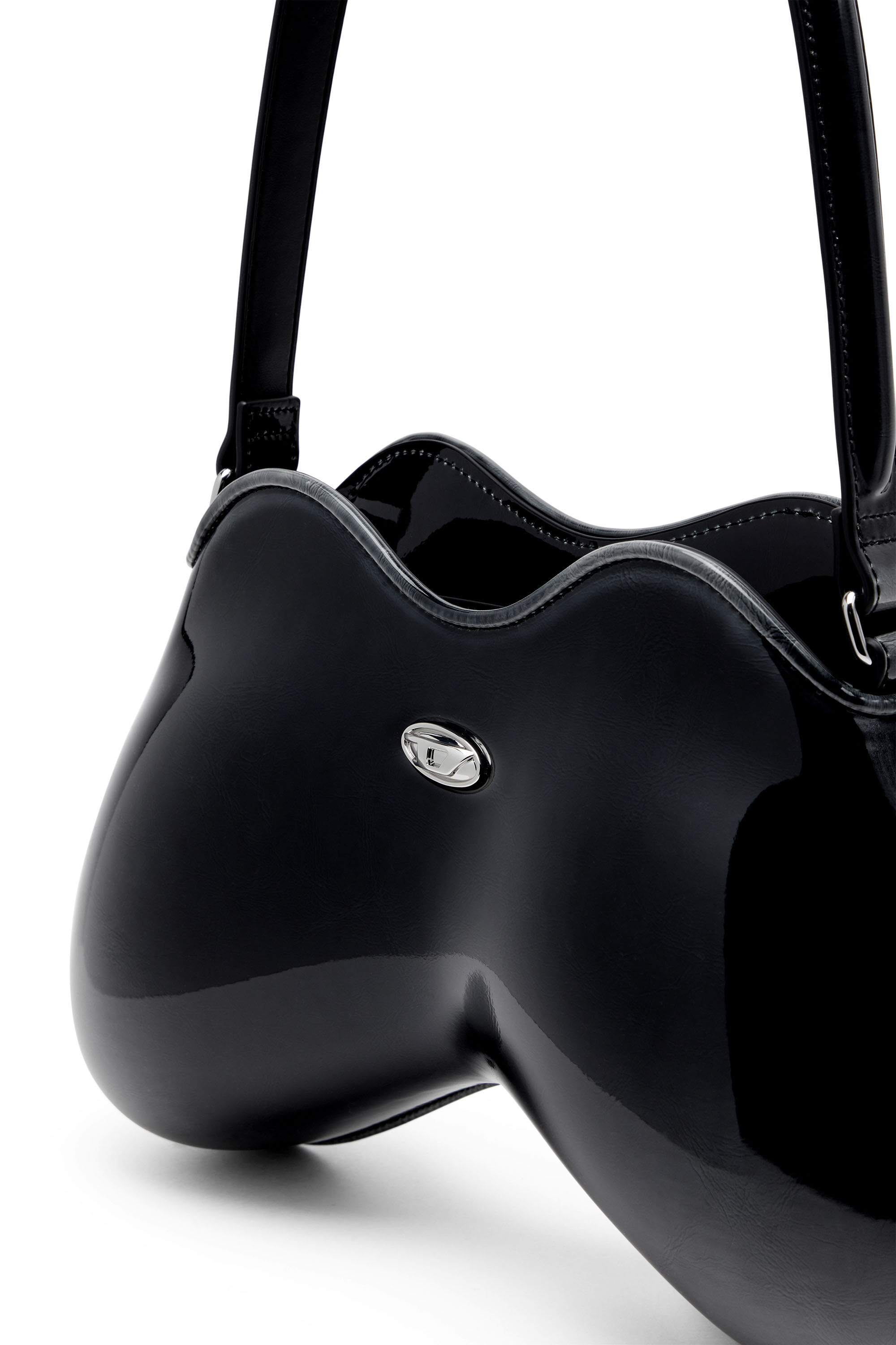 Diesel - DOUBLE-D SHOULDER, Female's Rigid shoulder bag in dégradé glossy PU in Black - 5