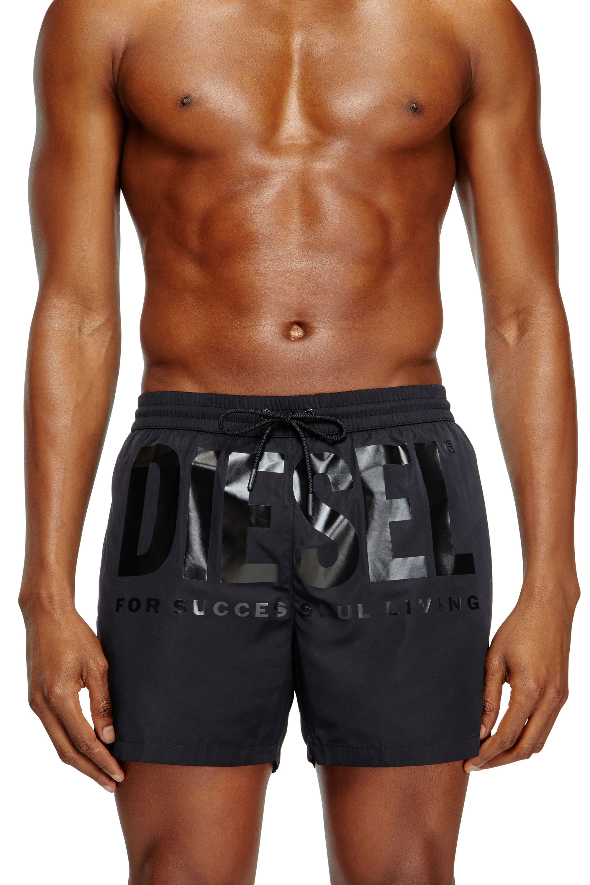 Diesel - KEN-37-D-CORE, Male's Mid-length swim shorts with maxi logo in Black - 1
