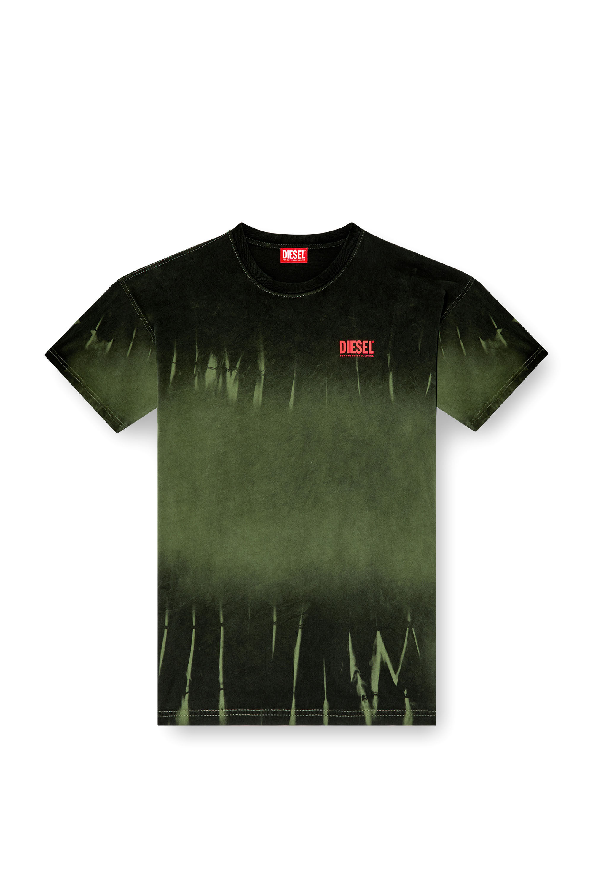 Diesel - T-BOXT-R3, Male's Tie-dye T-shirt with logo print in Dark Green - 2