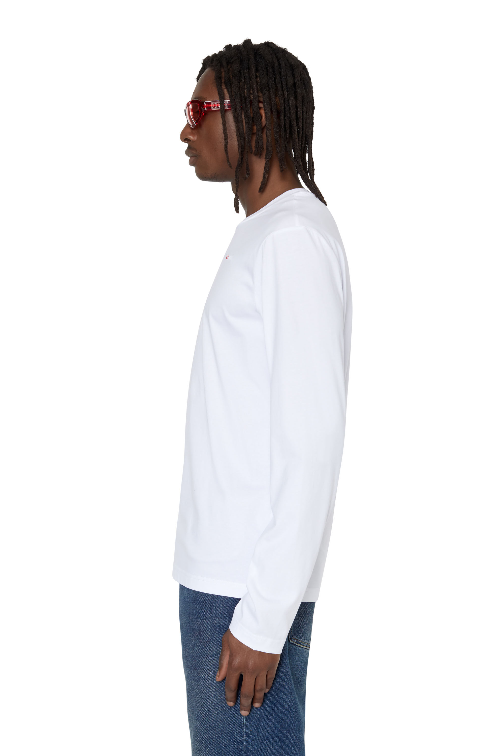 Diesel - T-DIEGOR-LS-MICRODIV, Male's Long-sleeve T-shirt with micro logo in White - 6