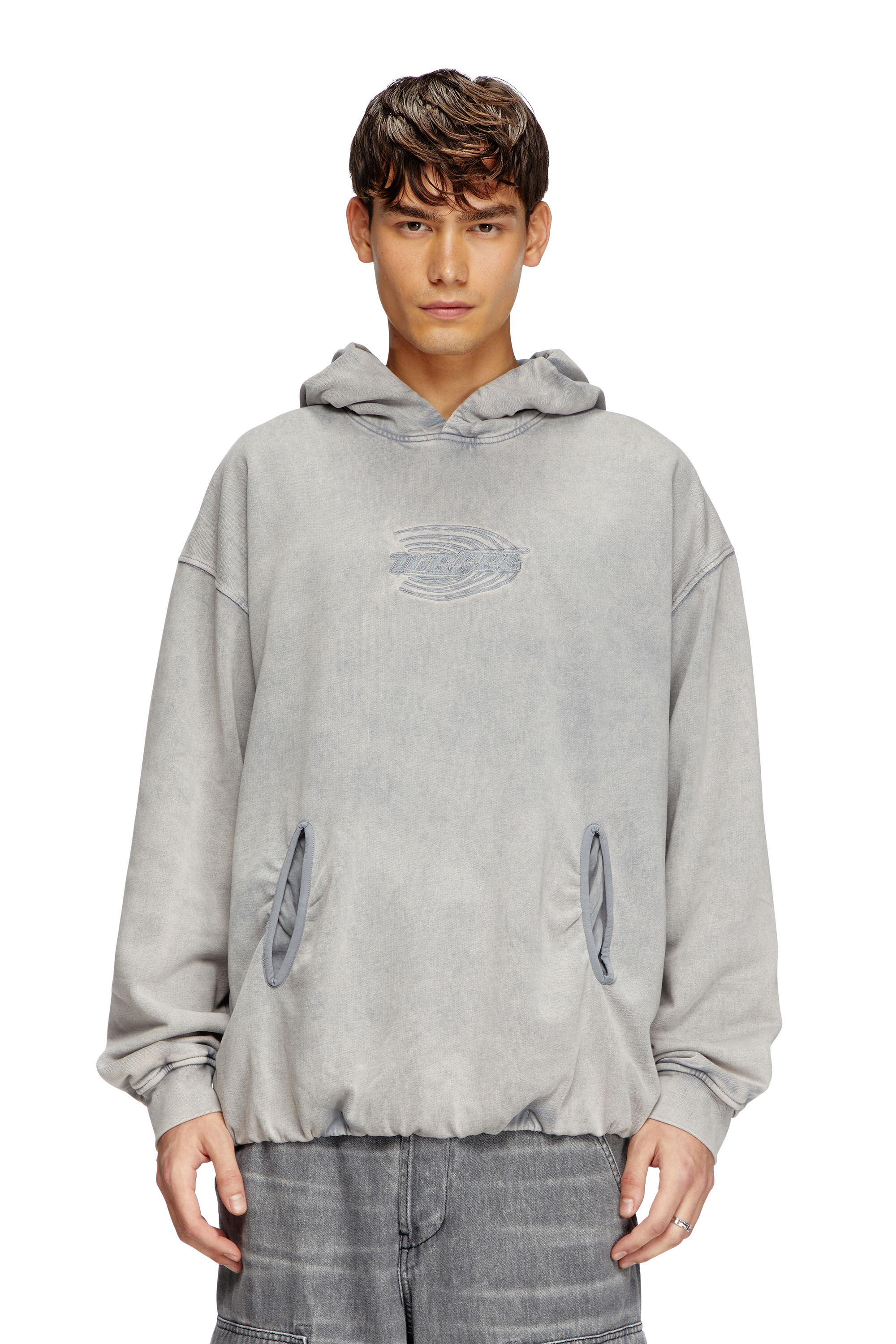 Diesel - S-BOXSTIC-HOOD, Sweat-shirt à capuche froncé et délavé à l'acide Mixte in Bleu - 3