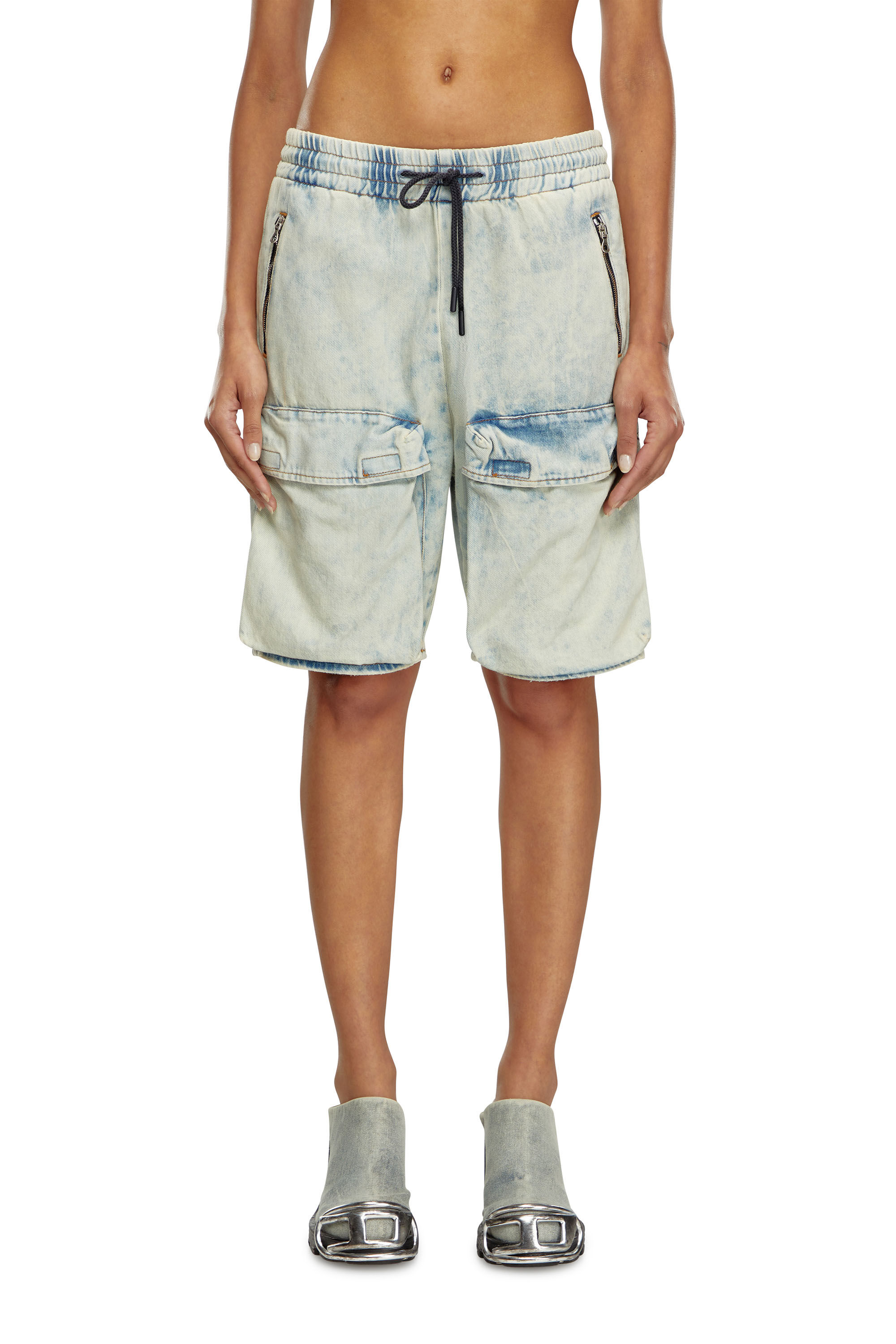 Diesel - D-RIDE-S, Female's Denim cargo shorts in Light Blue - 3