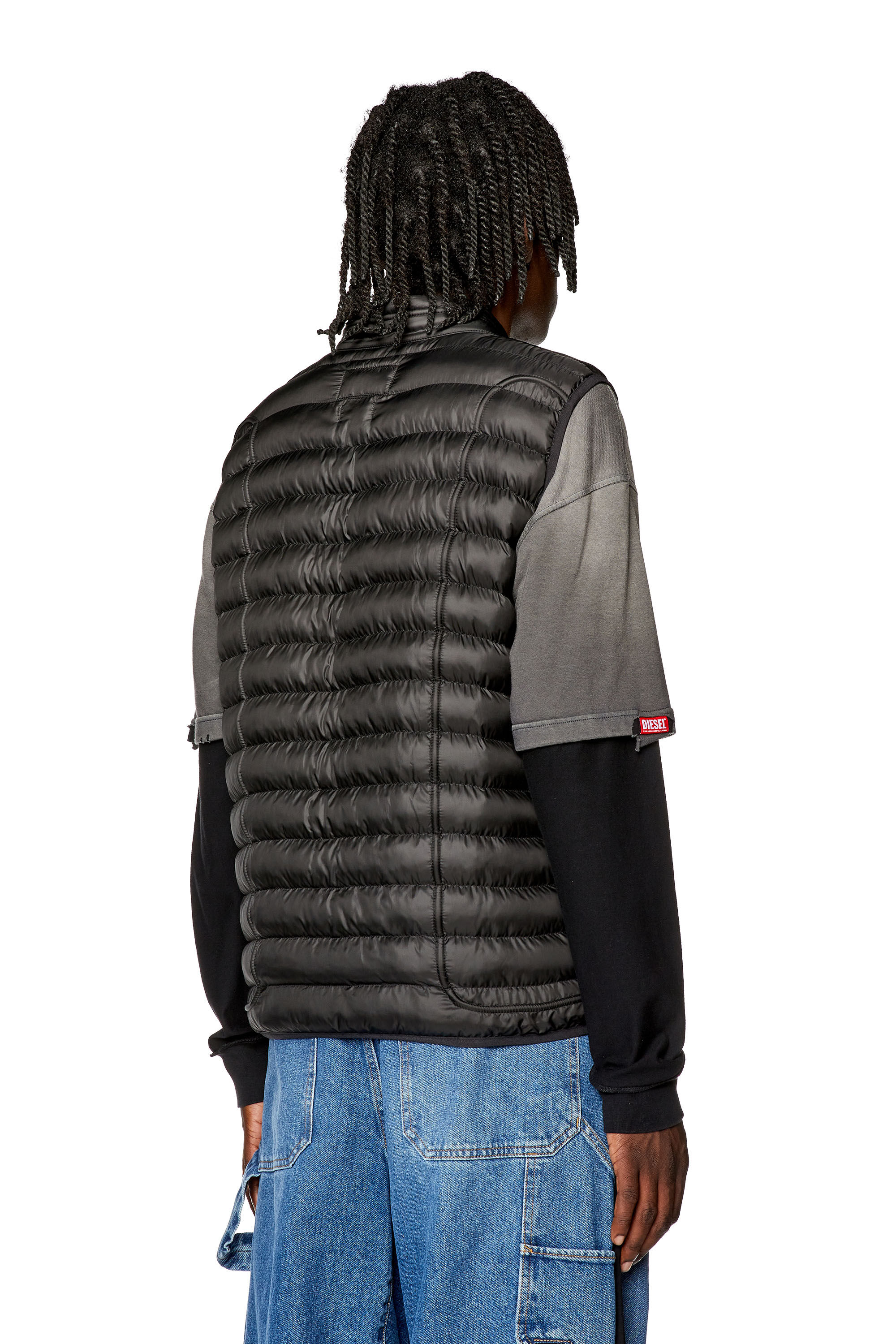 Diesel - W-HAWKYL-SL, Gilet en nylon rembourré avec passepoil Homme in Noir - 5