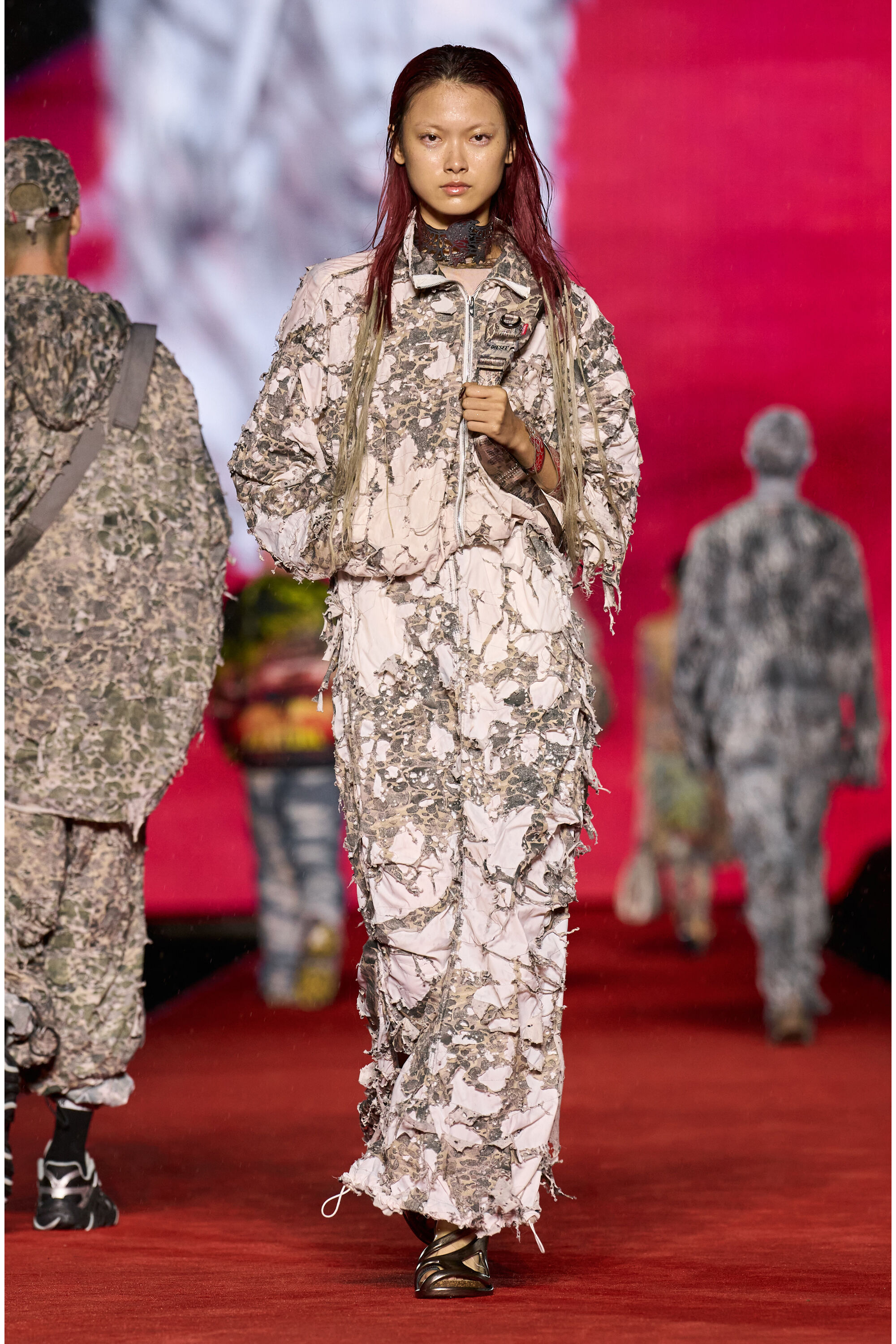 Diesel - O-HOCKYS, Female Long skirt with destroyed camo layer in White - Image 6