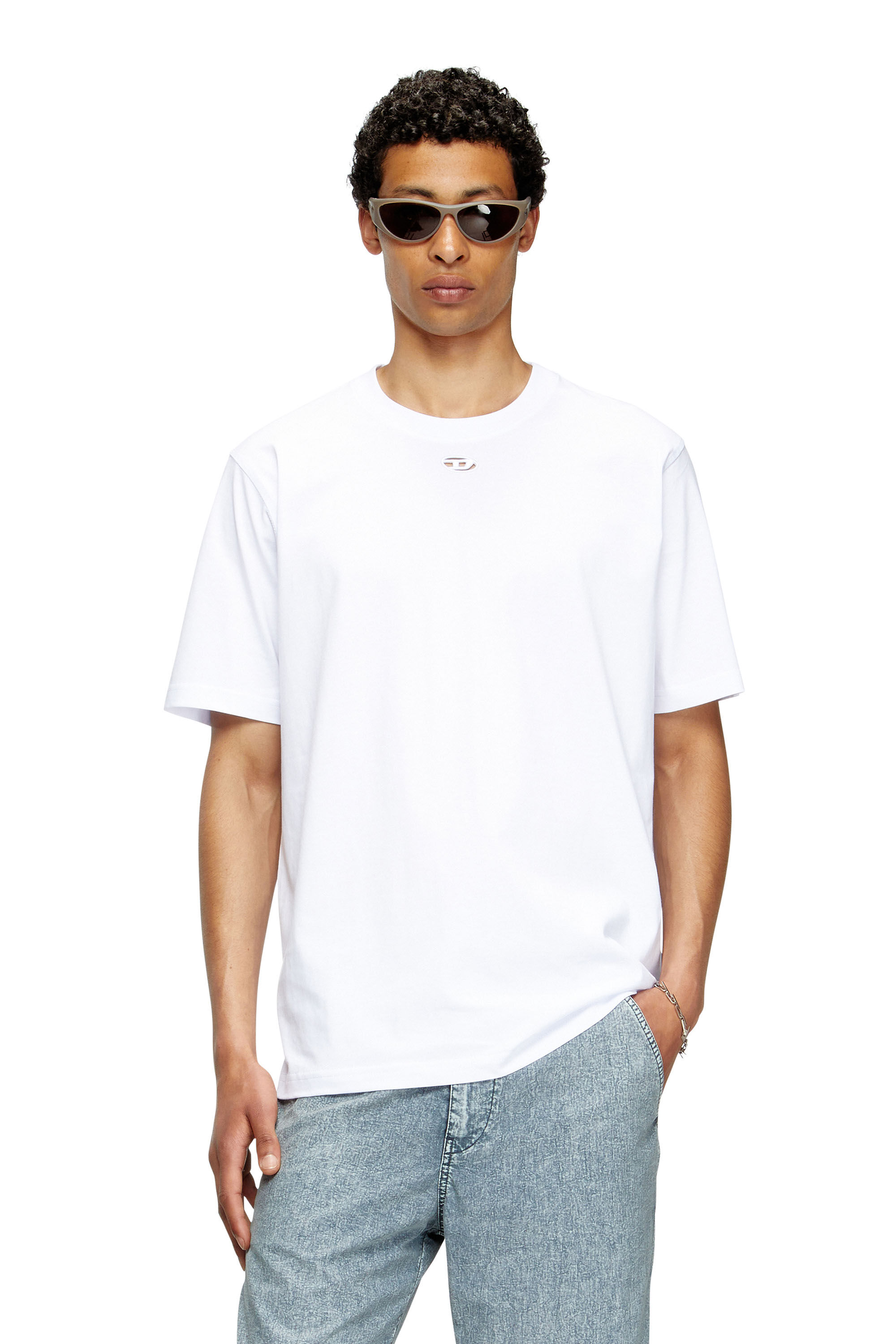Diesel - T-ADJUST-MAREY, Male's T-shirt with cut-out Oval D in White - 3