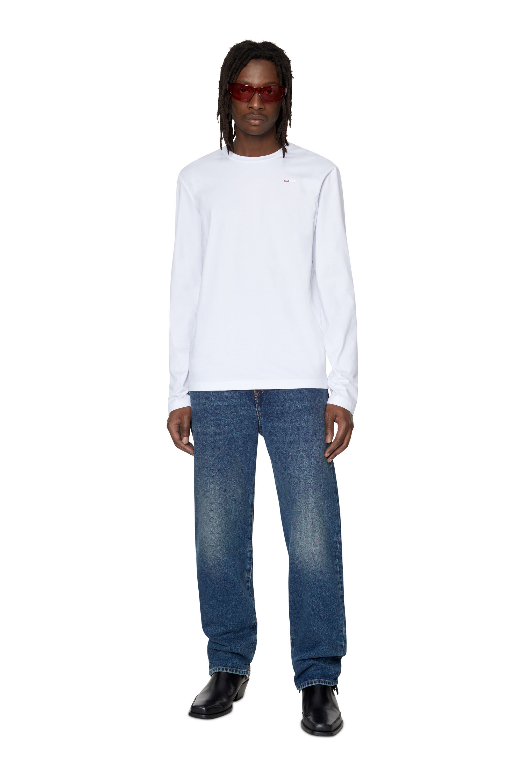 Diesel - T-DIEGOR-LS-MICRODIV, Male's Long-sleeve T-shirt with micro logo in White - 1