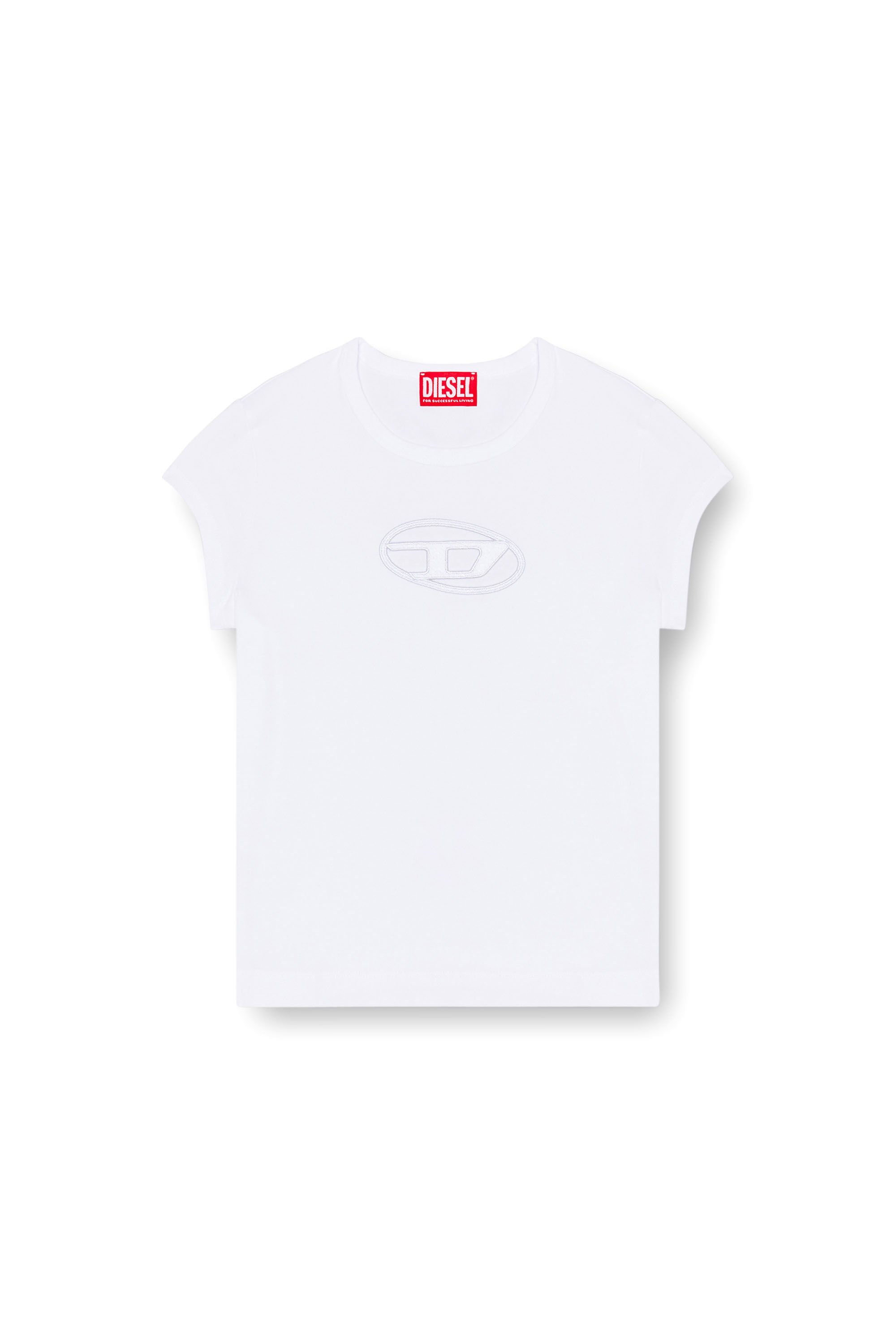 Diesel - T-ANGIE, Femme T-shirt avec logo peek-a-boo in Blanc - Image 2