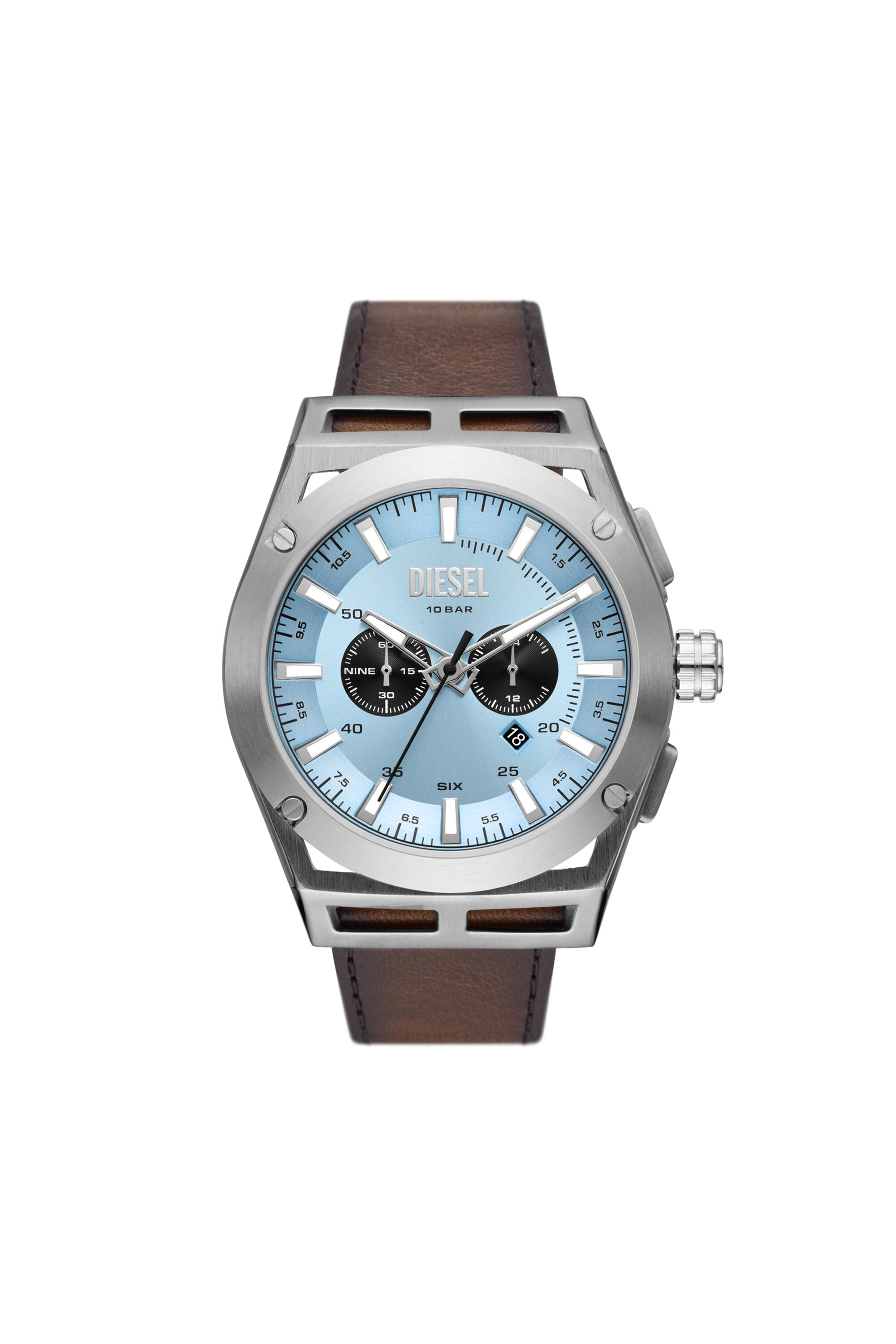 Diesel - DZ4611, Male's Timeframe Chronograph Brown Leather Watch in Brown - 1