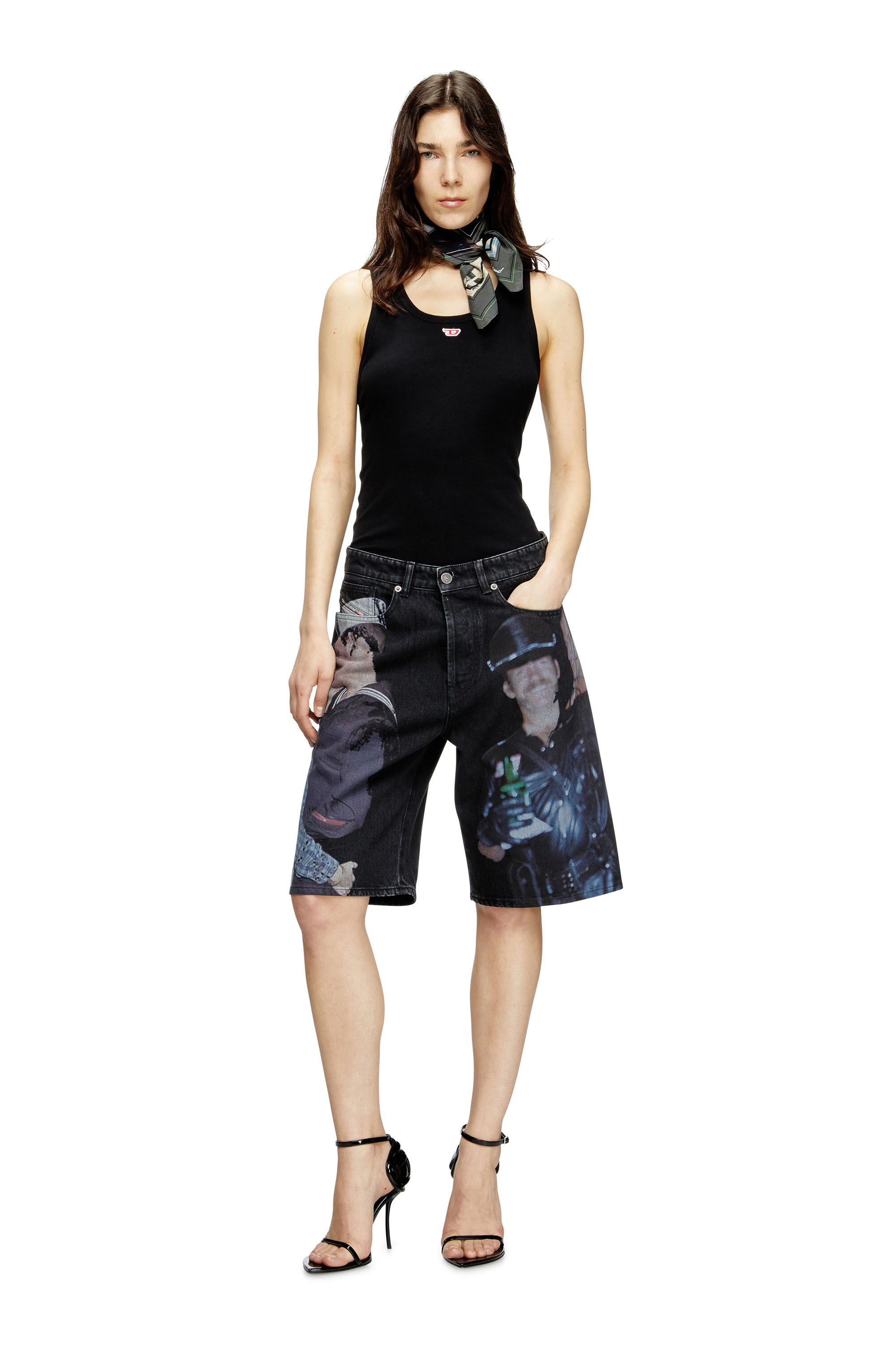 Diesel - PR-D-RIXFORD-S, Short en denim avec imprimé multicolore Mixte in Noir - 6