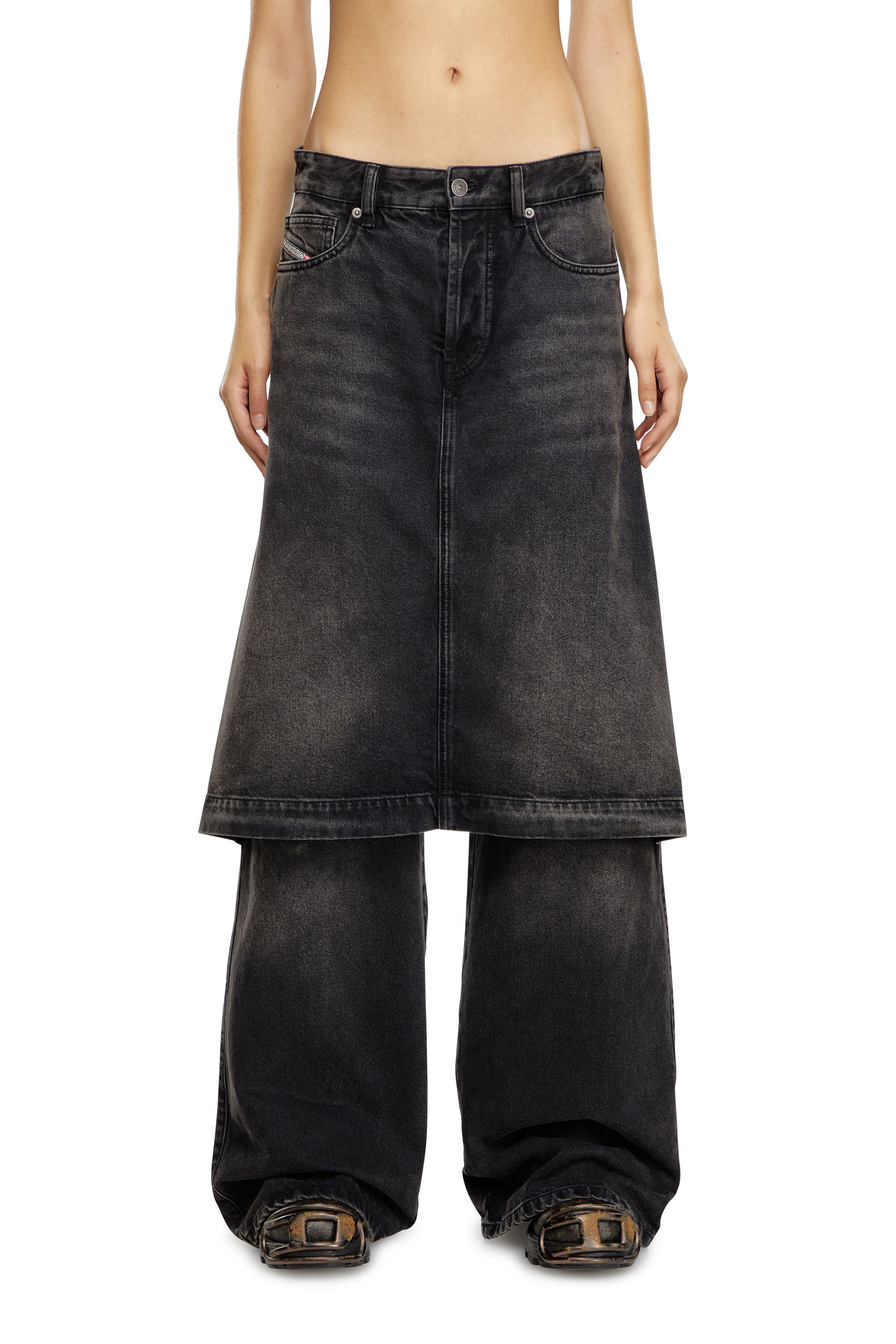 Diesel - Femme Straight Jeans D-Syren 0CBDG, Noir/Gris foncé - Image 3