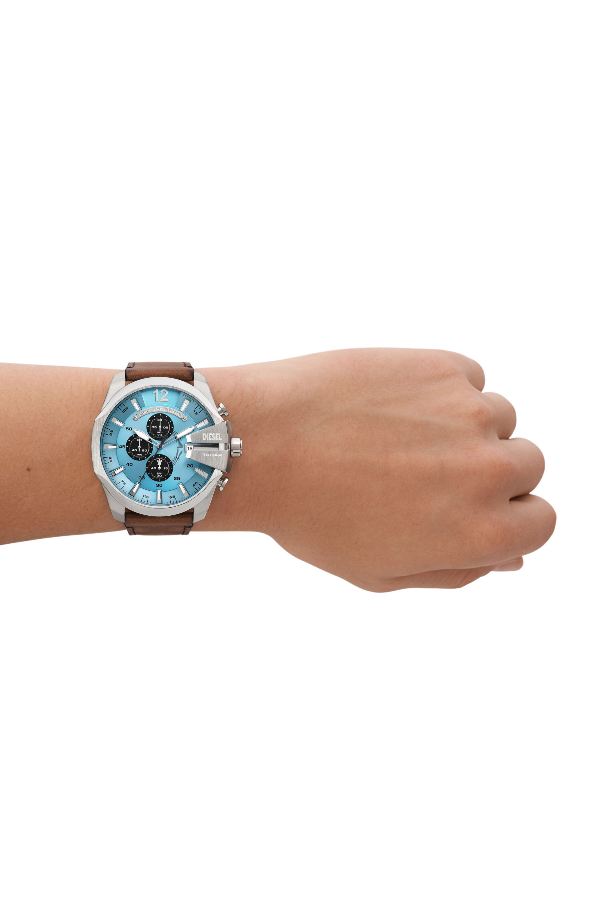 Diesel - DZ4657, Male's Mega Chief chronograph brown leather watch in Brown - 4