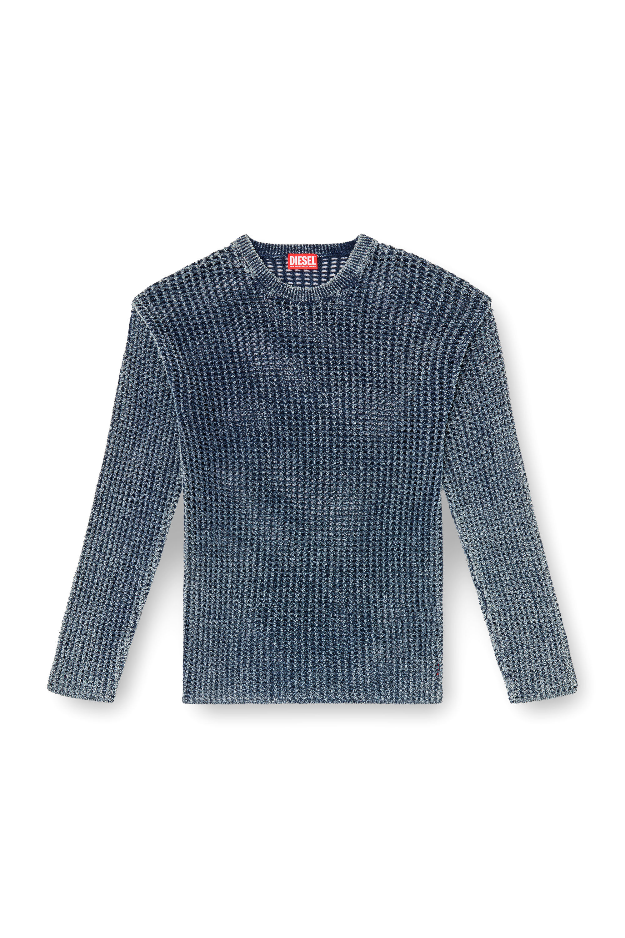 Diesel - K-REDROS, Male's Mesh-knit jumper in denim yarn in Blue - 2