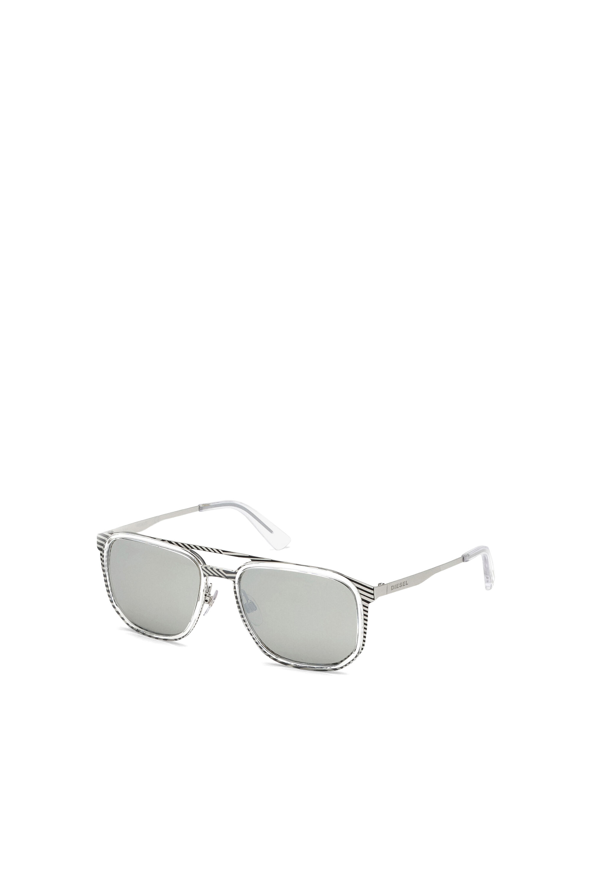Diesel - DL0294, Male's Navigator sunglasses in metal and acetate in White/Black - 2