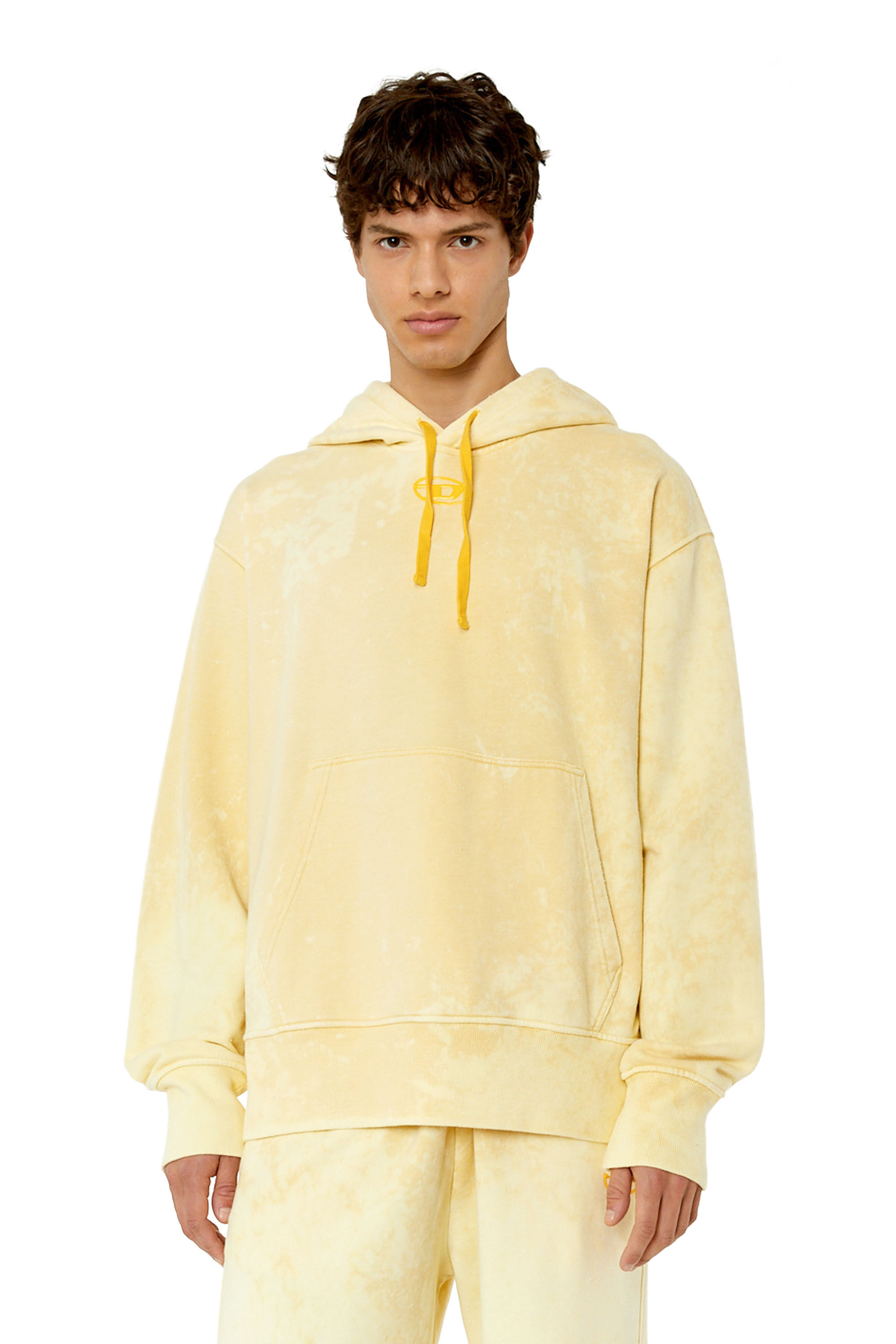 Diesel - S-MACS-HOOD-G2, Sweat-shirt à capuche oversize délavé avec logo Homme in Jaune - 3
