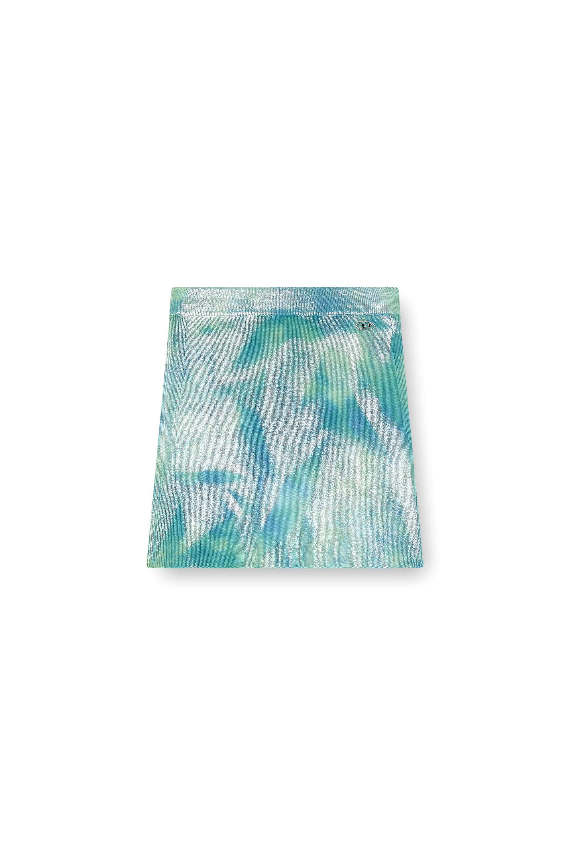 Diesel - M-ISI, Mini-jupe en tricot côtelé métallisé solarisé Femme in Bleu - 2