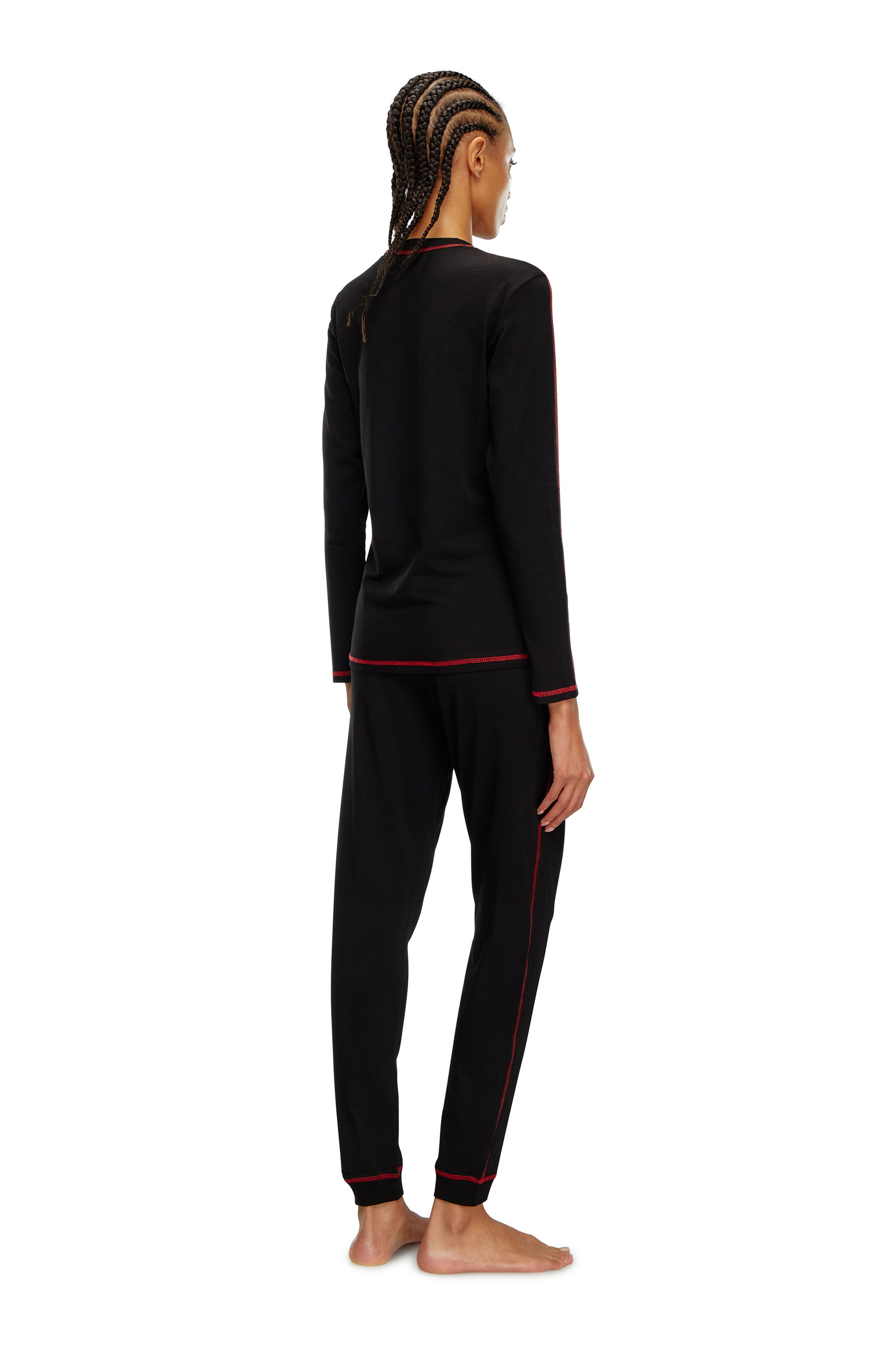 Diesel - UFSET-KRYSTI, Female's Cotton pyjamas with contrast stitching in Black - 1