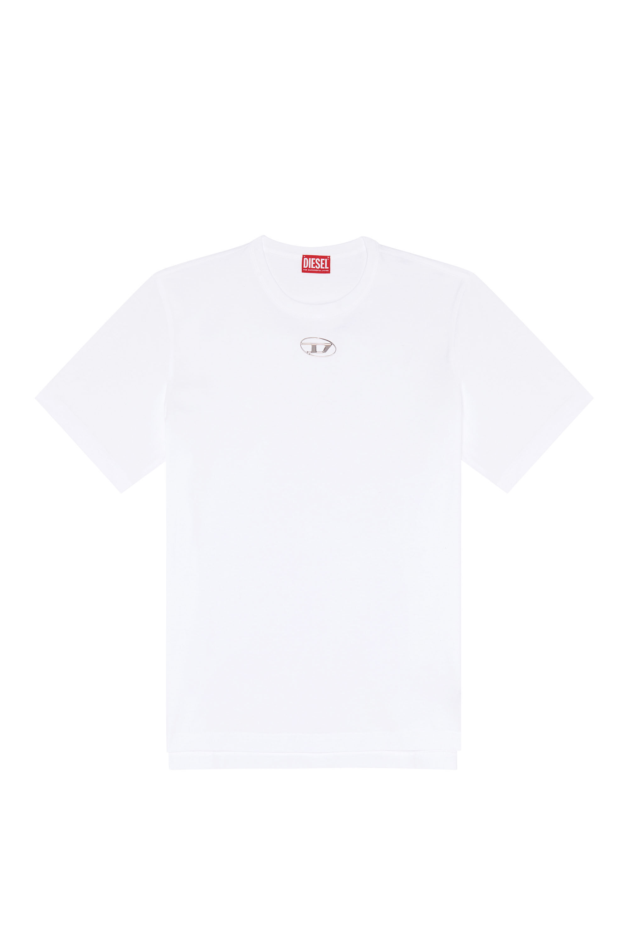 Men's T-shirt with metallic Oval D | White | Diesel Men's T-shirt with metallic Oval D | White | Diesel