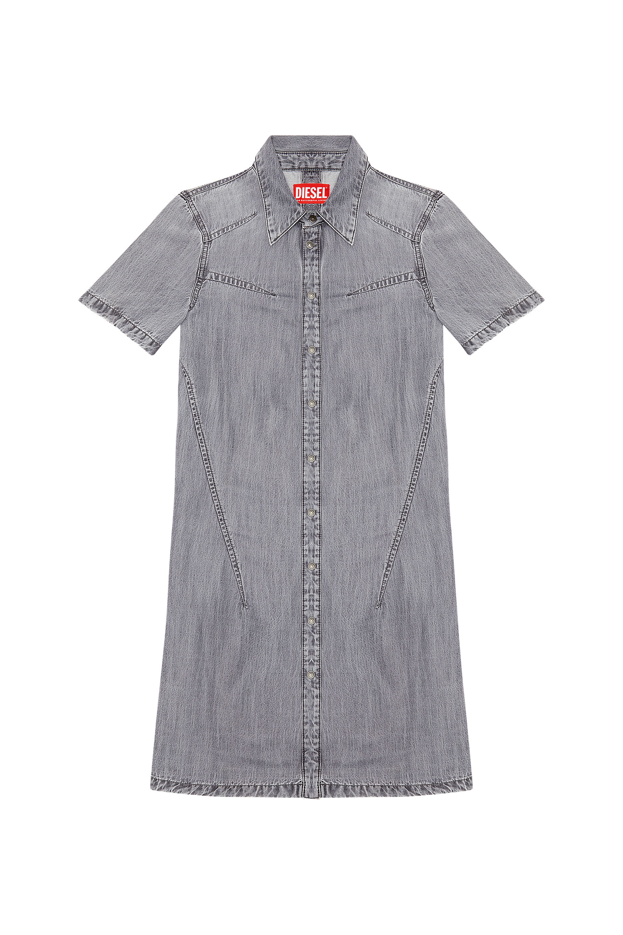 Grey denim shirt dress best sale
