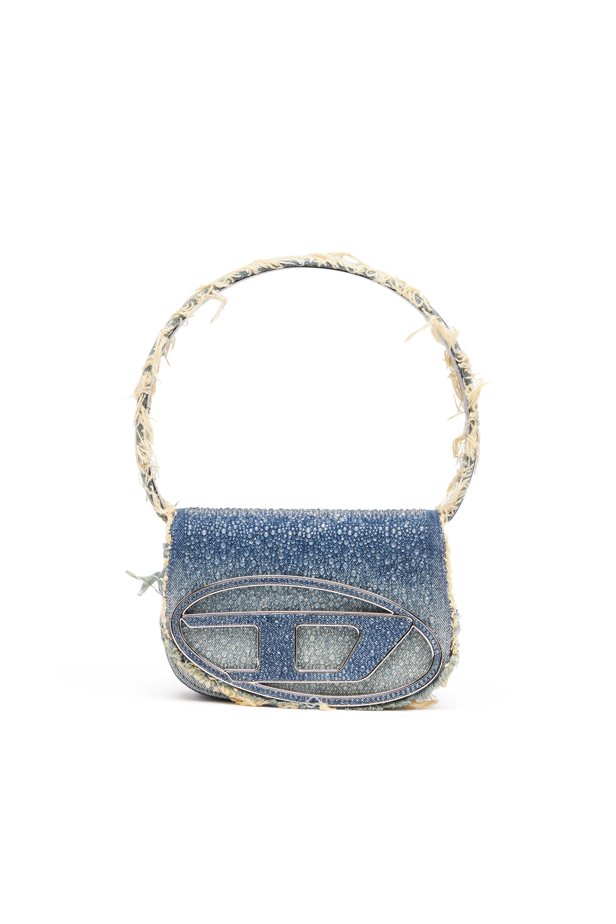 Diesel - 1DR, Female's 1DR-Iconic shoulder bag in denim and crystals in Blue - 1