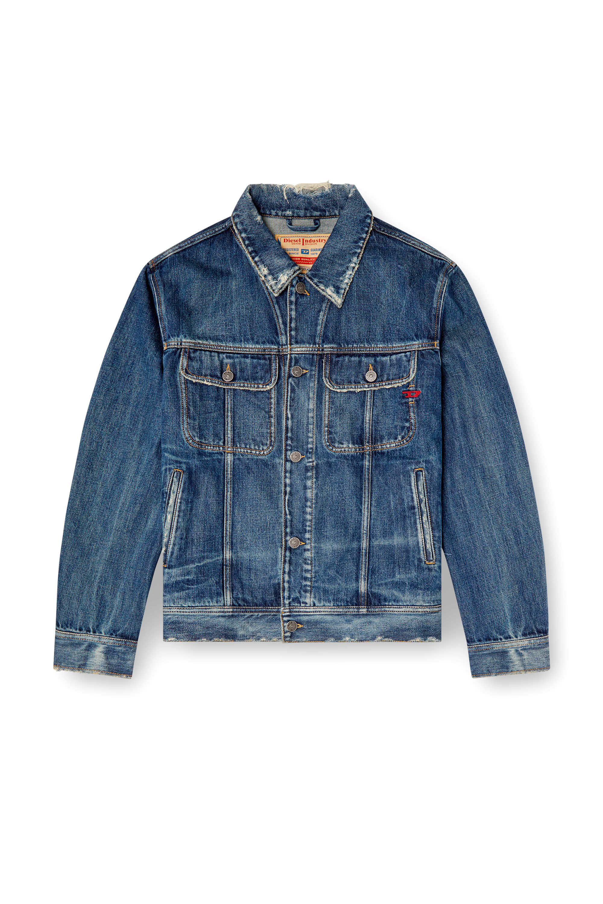 Diesel - D-BARCY, Male's Regular-fit trucker jacket in Dark Blue - 2
