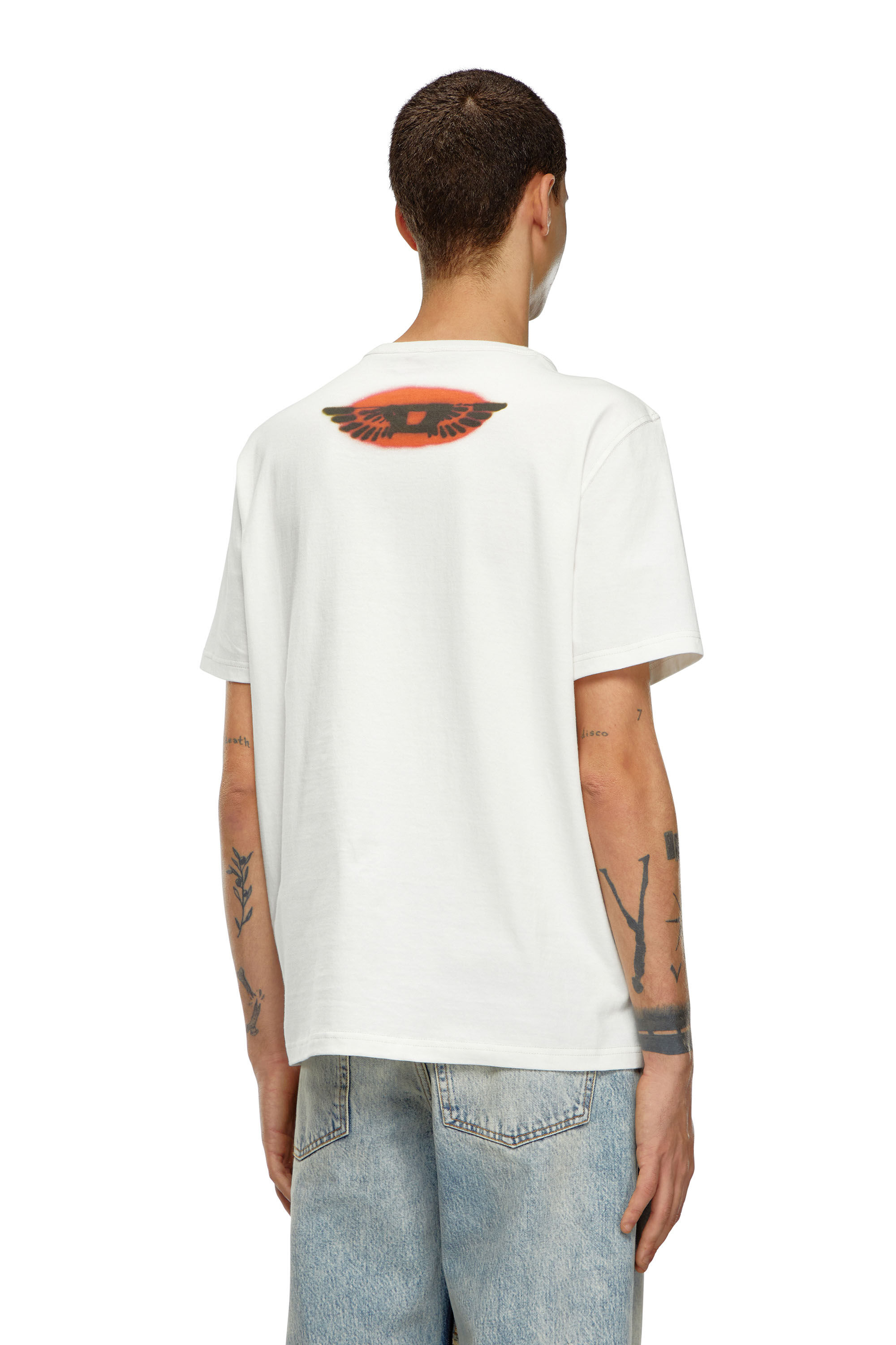 Diesel - T-ADJUST-Q3, Male's T-shirt with tattoo-inspired prints in White - 4