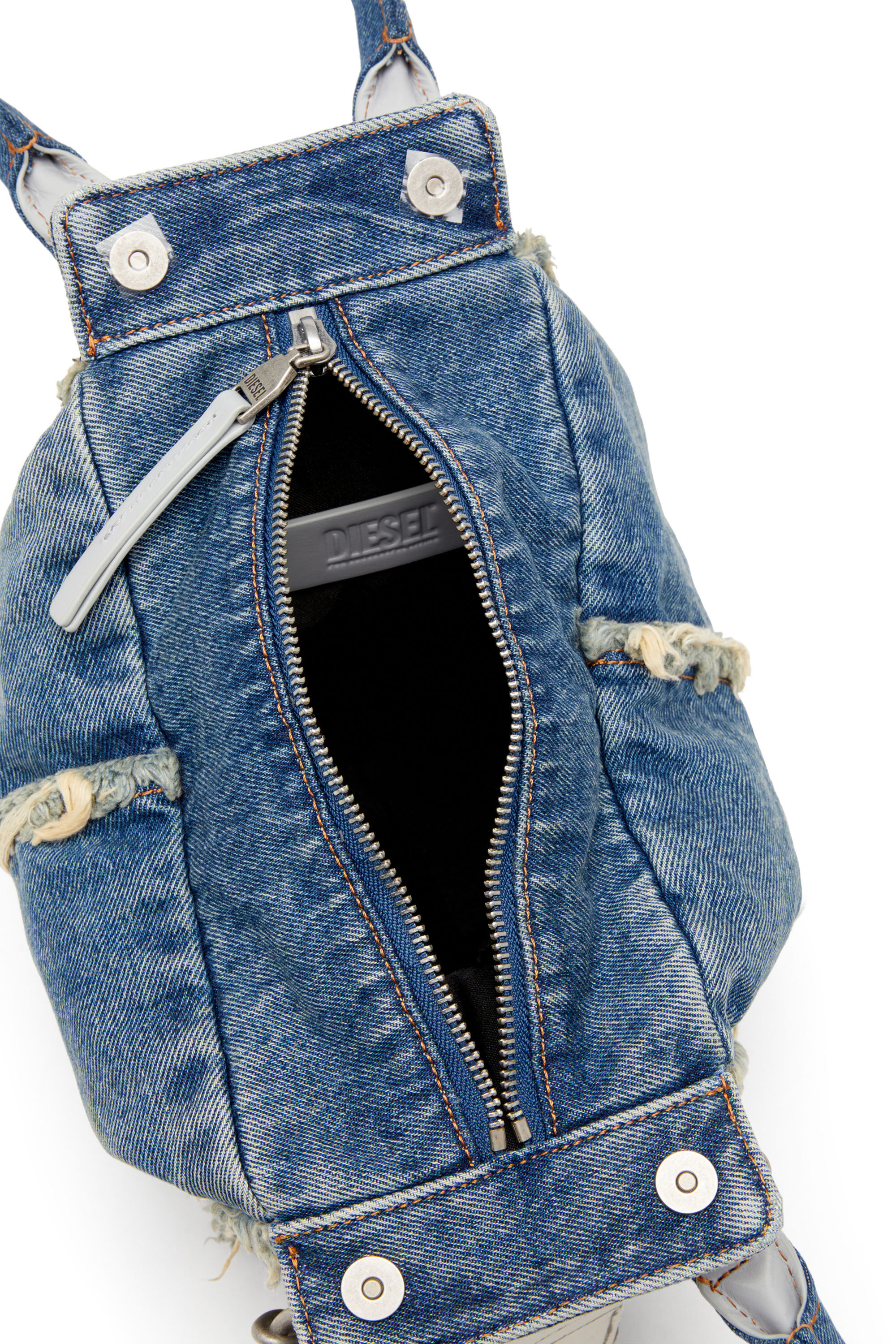 Distressed denim backpack hot sale