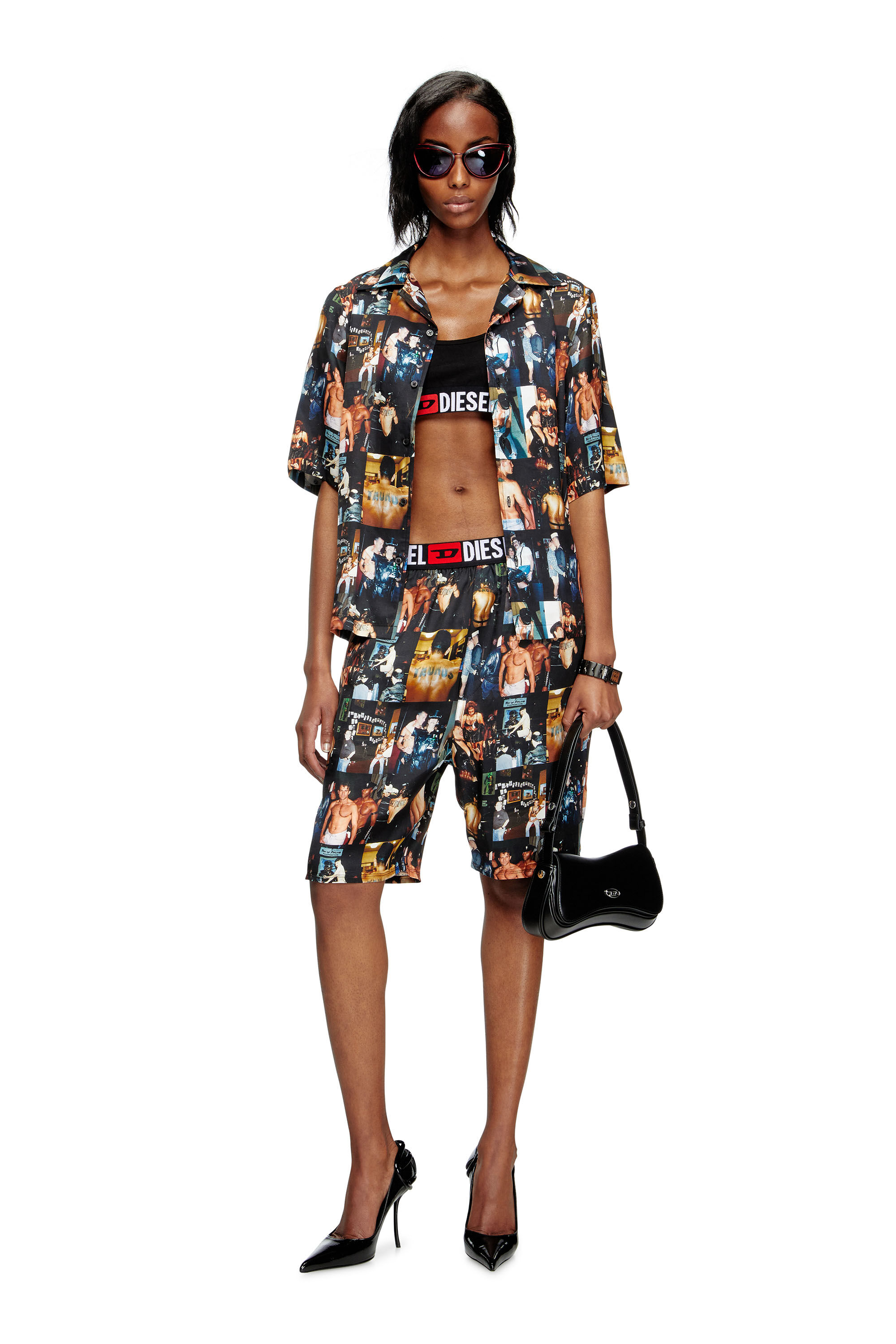 Diesel - PR-P-TOLL-SHOR-TOM25, Chemise bowling avec imprimés graphiques Mixte in Noir - 6