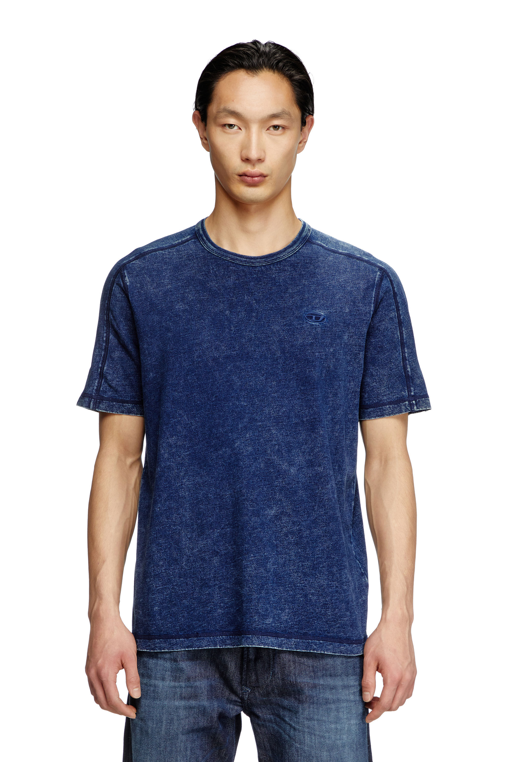 Diesel - T-ADJIND, Male's Denim-look jersey T-shirt in Blue - 3