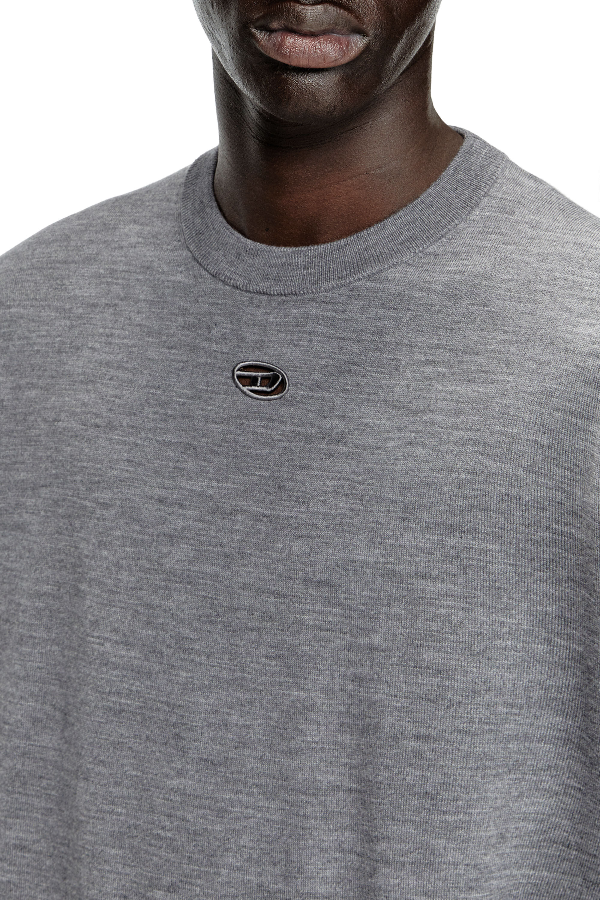 Diesel - K-VALIAM, Male's Wool jumper with cut-out logo in Grey - 5