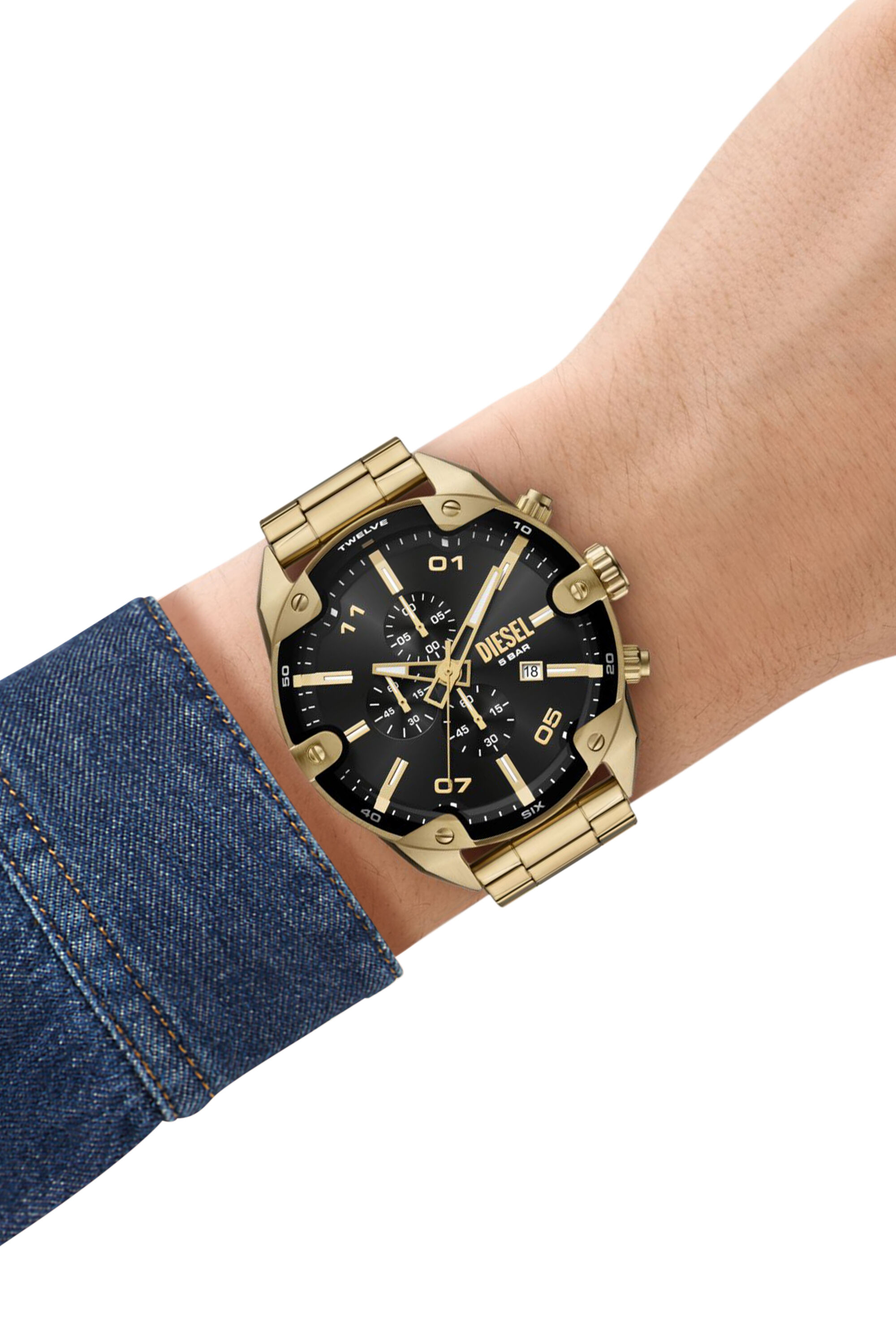 Diesel - DZ4678, Male's Spiked stainless steel watch in Gold - 4