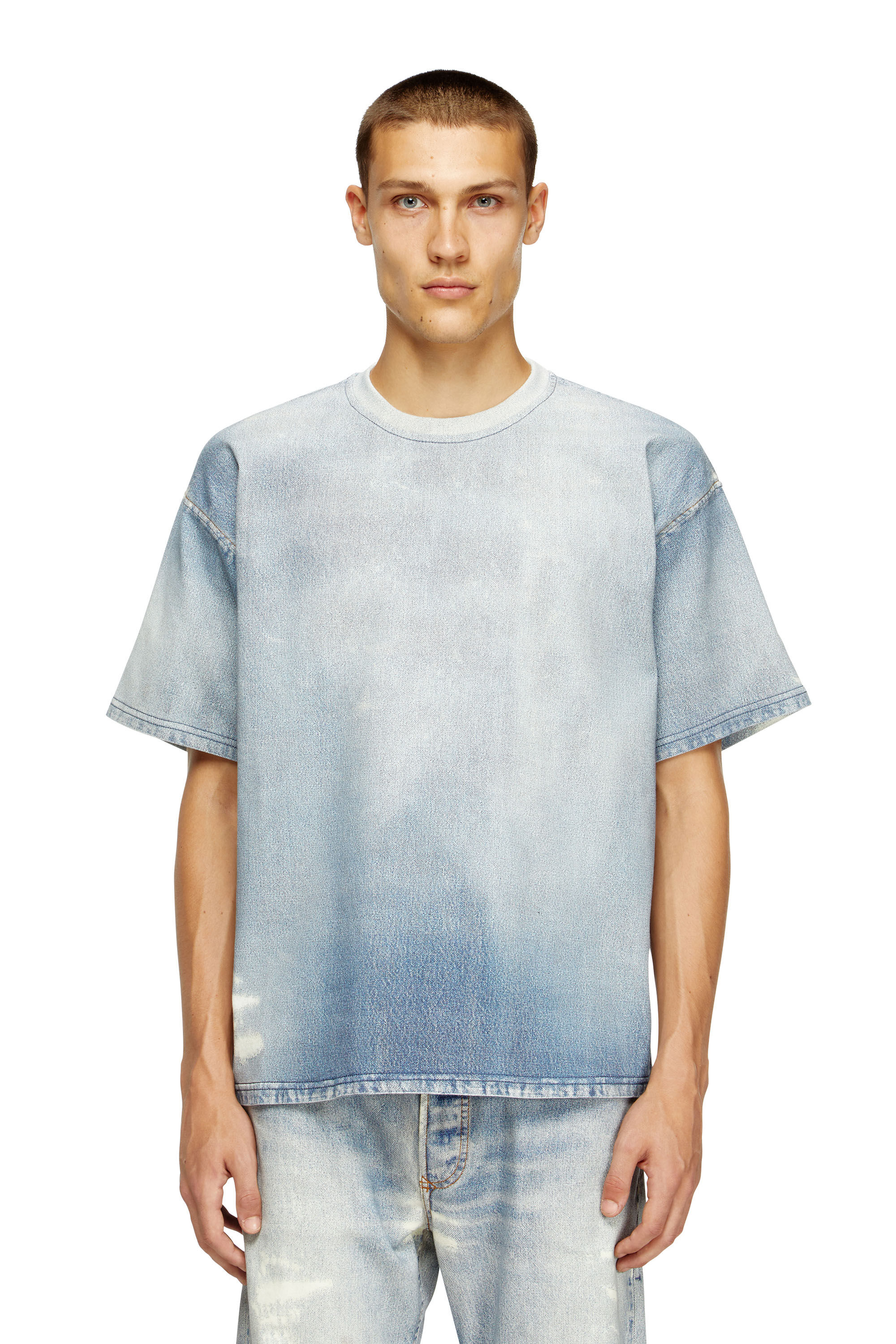 Diesel - D-BOX JOGG, Male's T-shirt in printed bleach-effect JoggJeans in Light Blue - 2