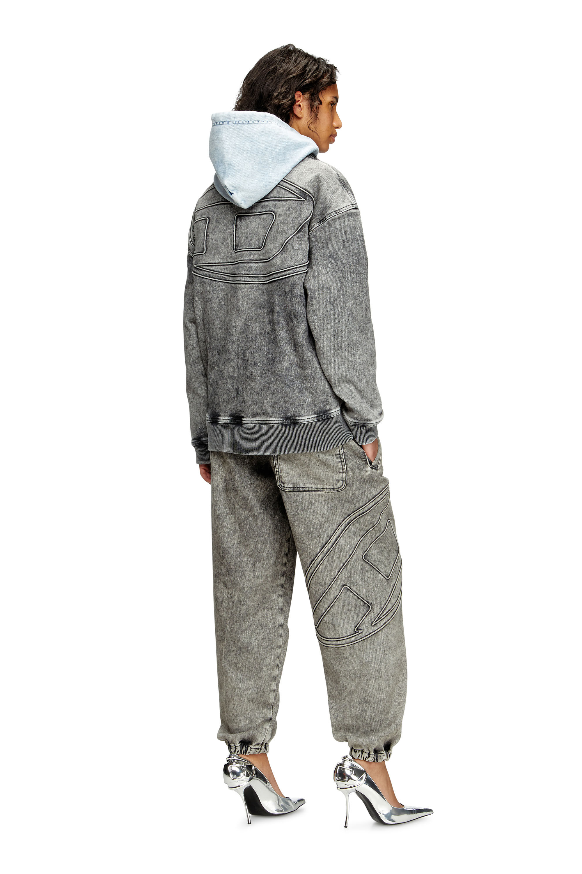 Diesel - D-CARLY-S TRACK, Unisex's Track Denim zip-up sweater with Oval D in Dark Grey - 7