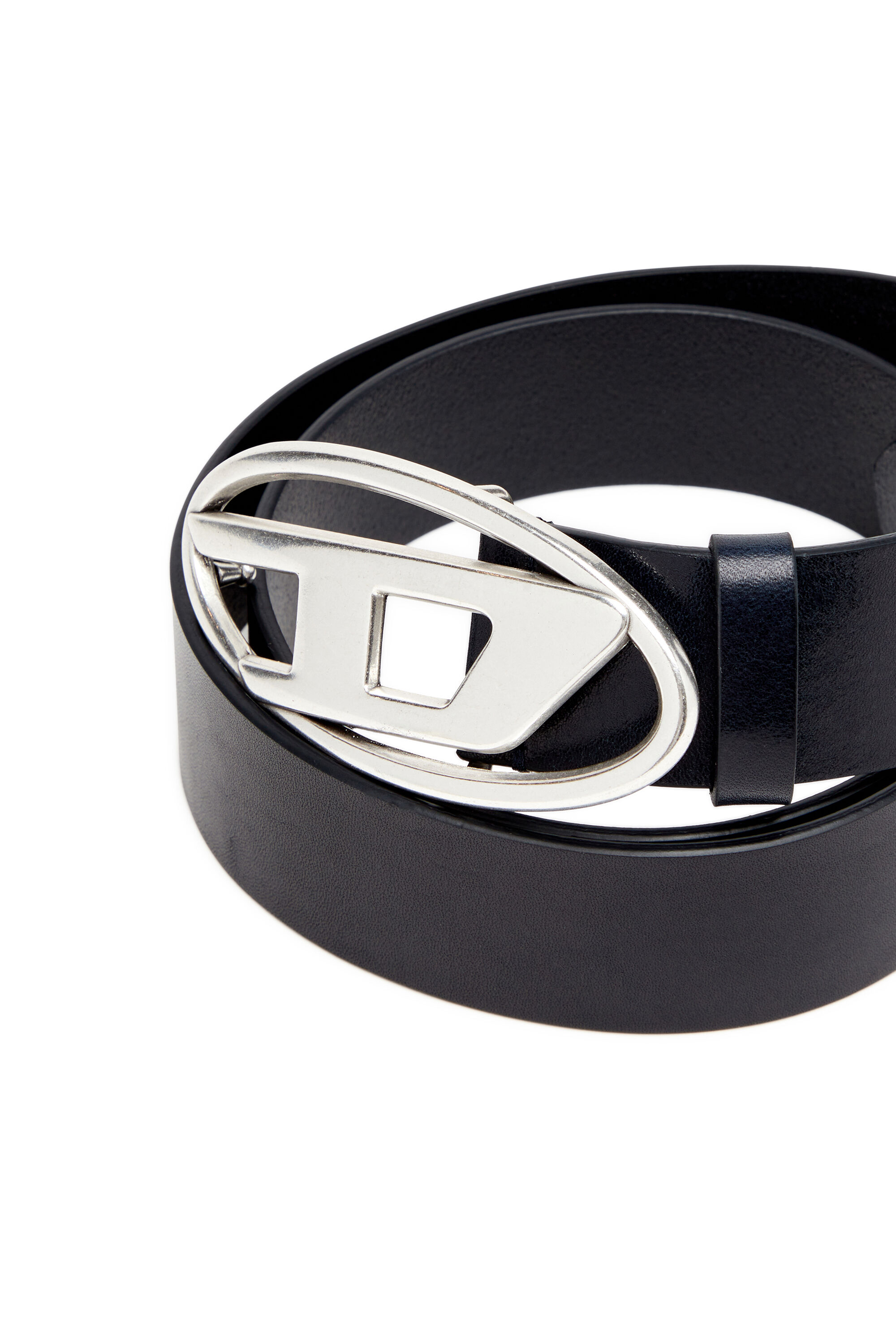 Diesel - B-1DR, Male's Leather belt with D buckle in Dark Blue - 3