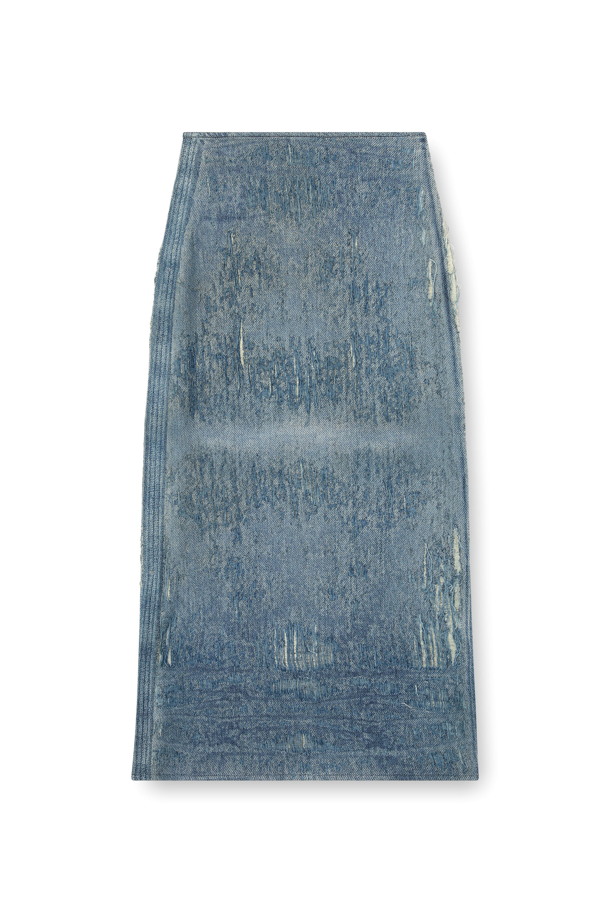 Diesel - DE-MEGAN-FSG, Jupe en denim jacquard ultra-destroyed Femme in Bleu - 2