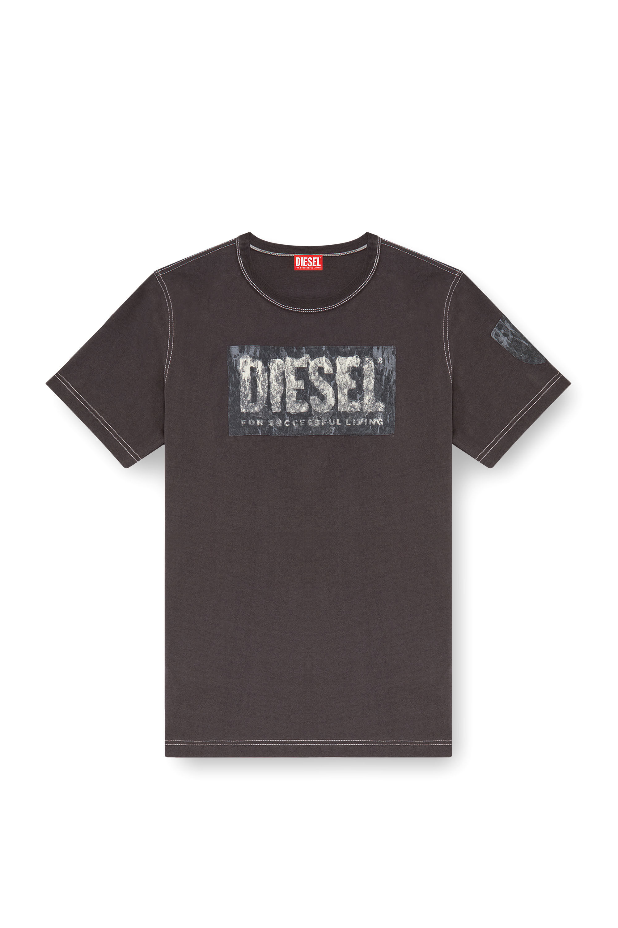 Diesel - T-ADJUST-Q1, T-shirt avec empiècements graphiques Homme in Gris - 2