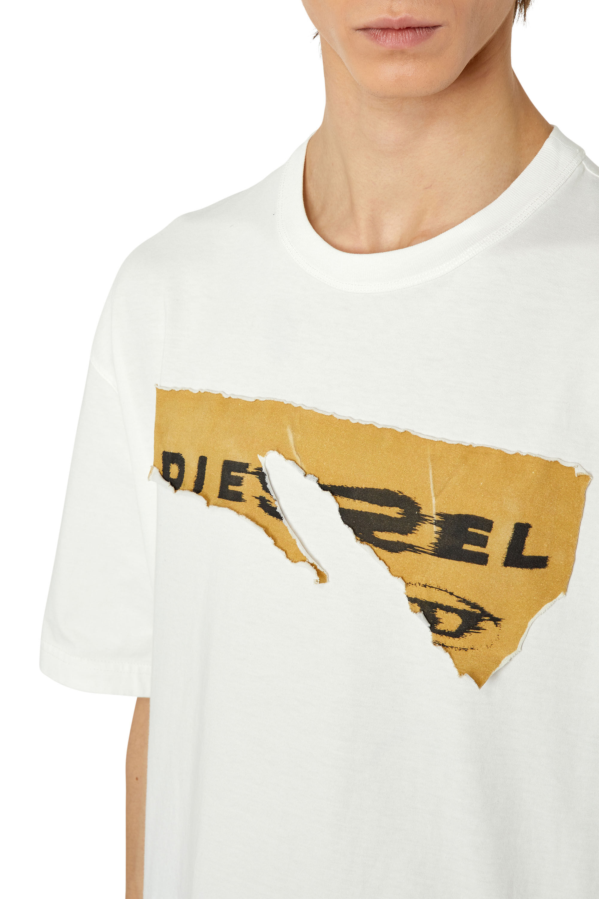 Diesel - T-WASH-POFF, Male's T-shirt with peel-off patches in White - 3