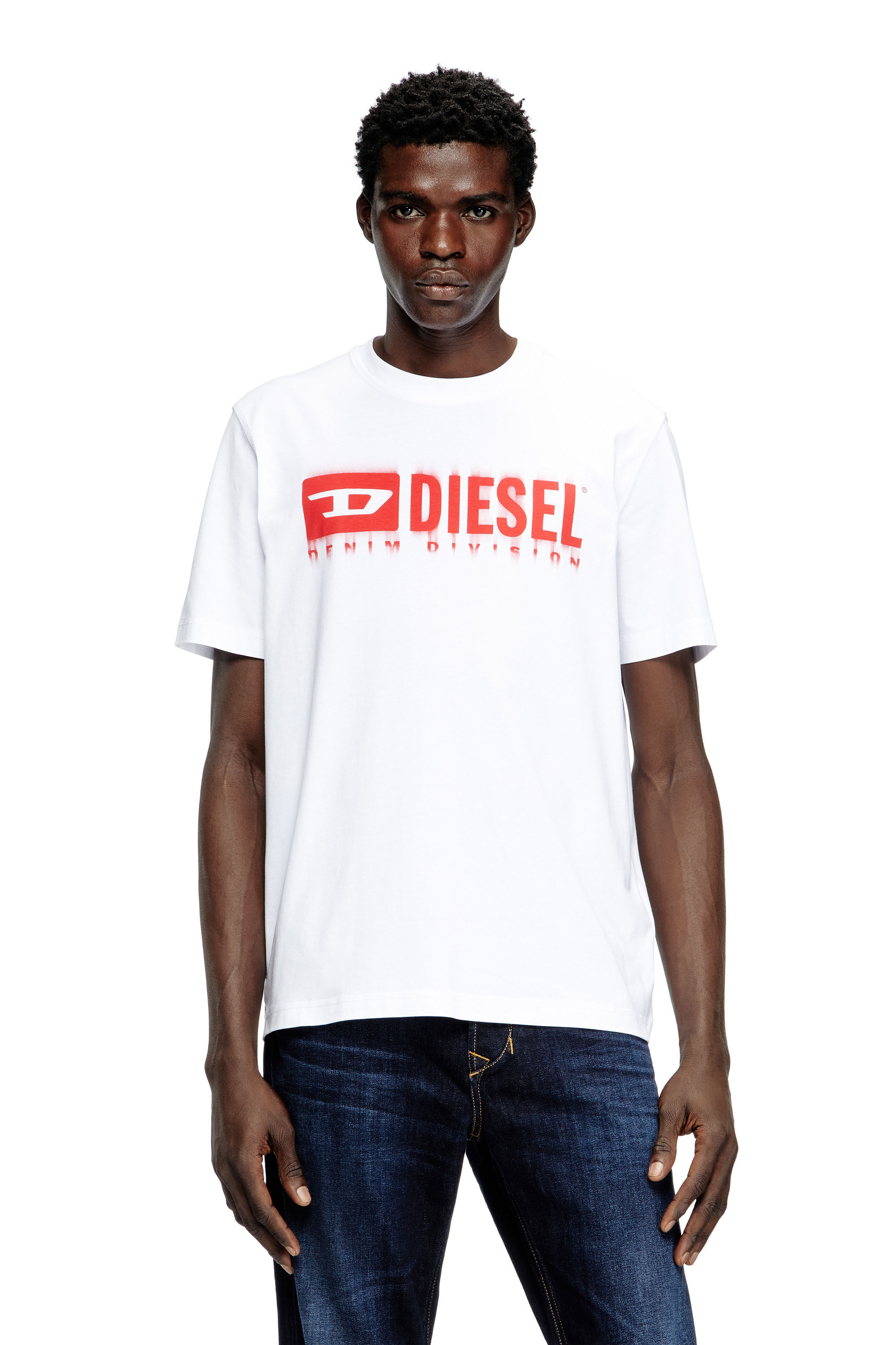 Diesel - T-ADJUST-Q7, T-shirt avec logo Diesel effet flou Homme in Blanc - 3