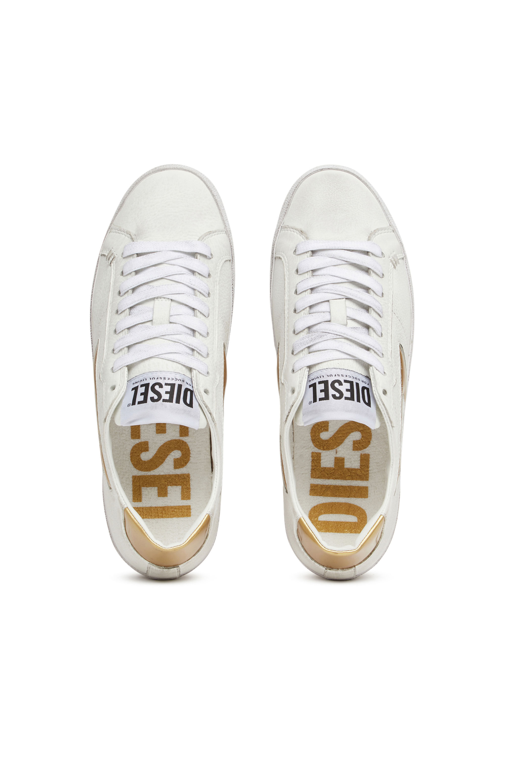 Diesel - S-LEROJI LOW W, Female's S-Leroji Low W - Low-top sneakers with metallic D logo in White/Yellow - 4