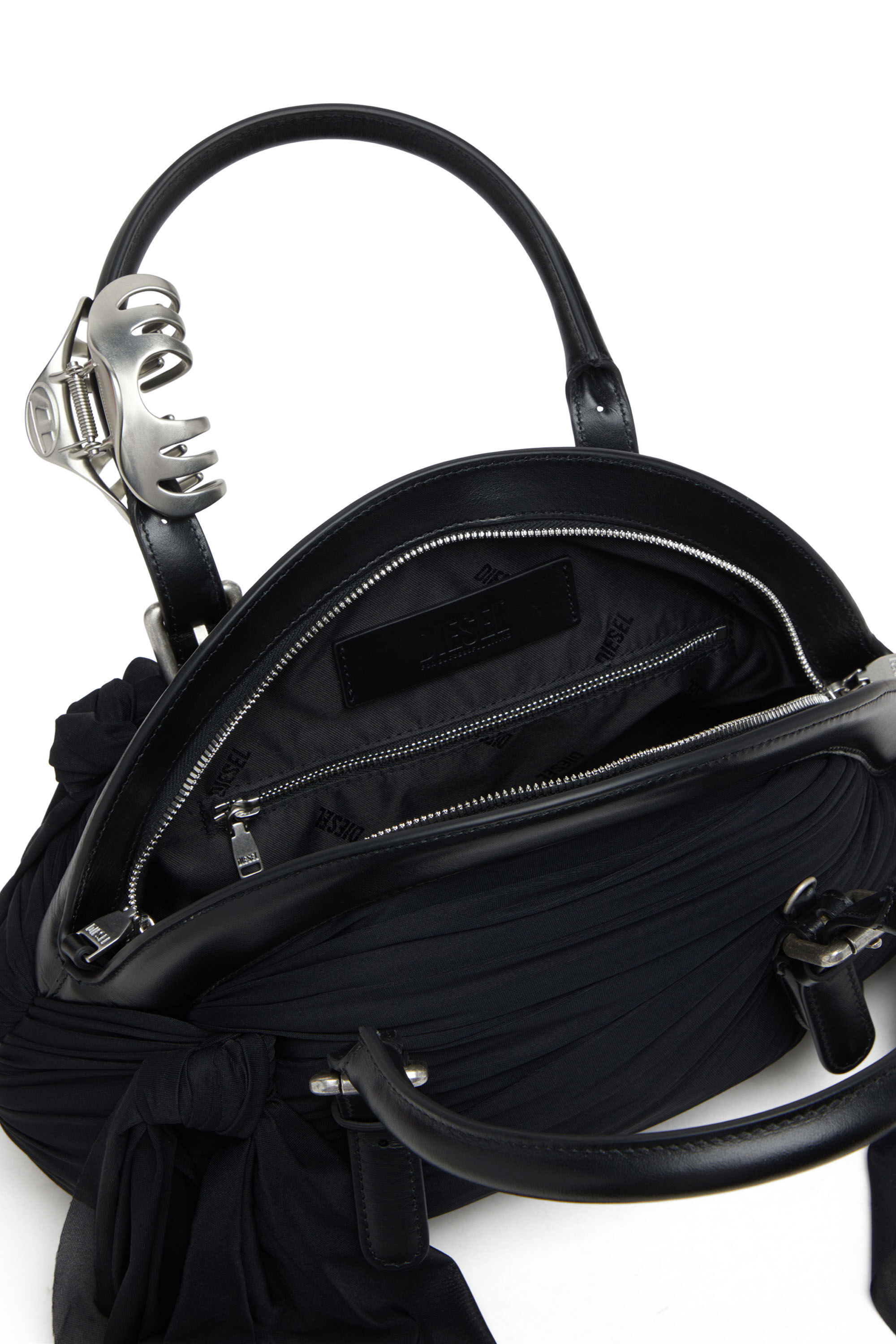 Diesel - TRASH-D TOP HANDLE, Female's Bandana handbag in jersey and leather in null - 2