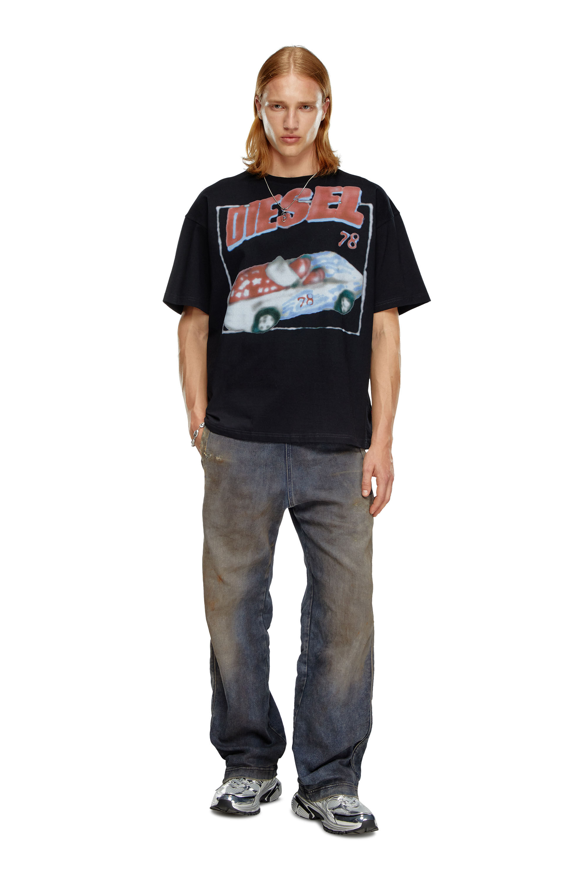Diesel - T-BOXT-Q17, Male's T-shirt with car print in Black - 1