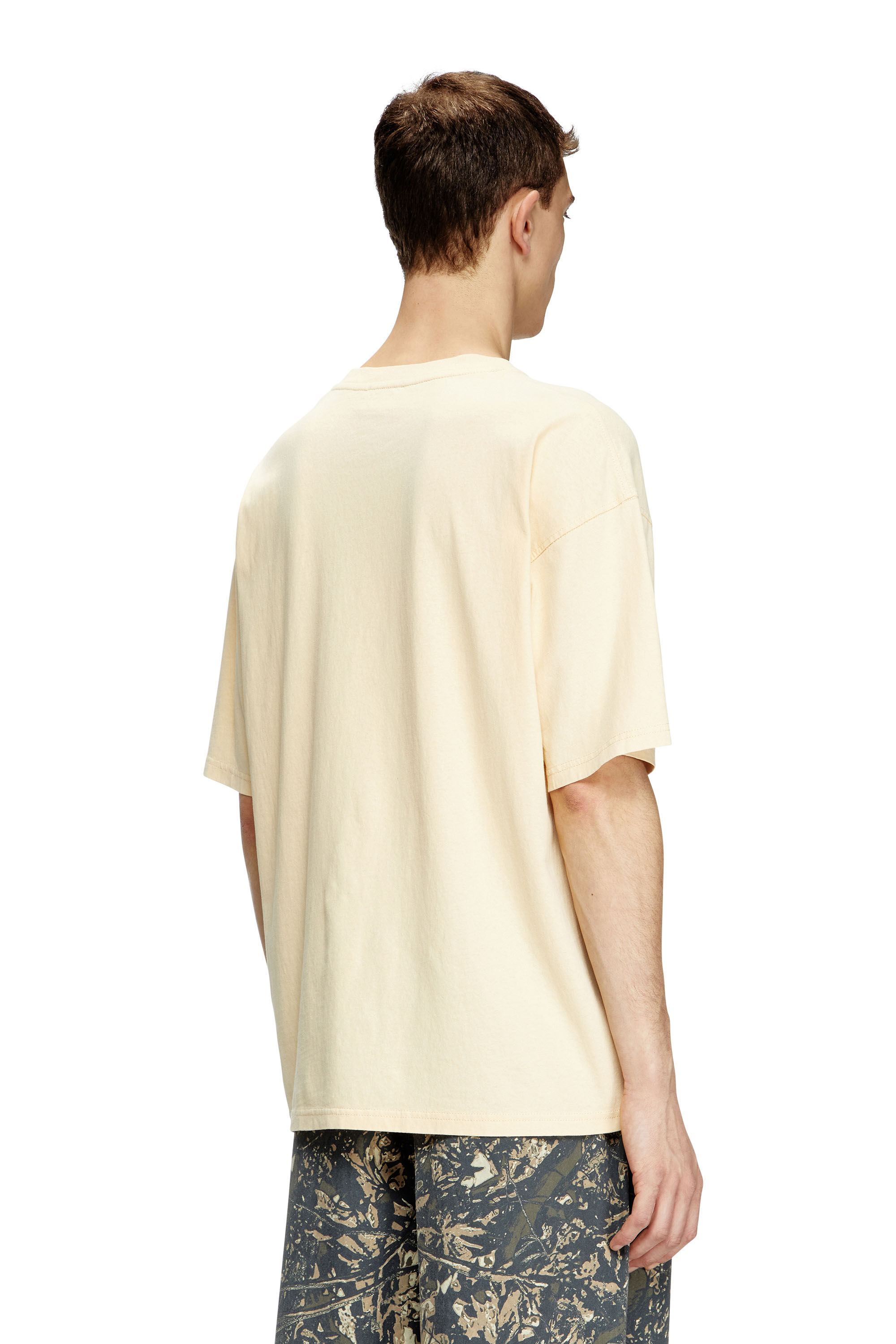 Diesel - T-BOXT-N14, Male's T-shirt with distressed flocked logo in Light Brown - 4