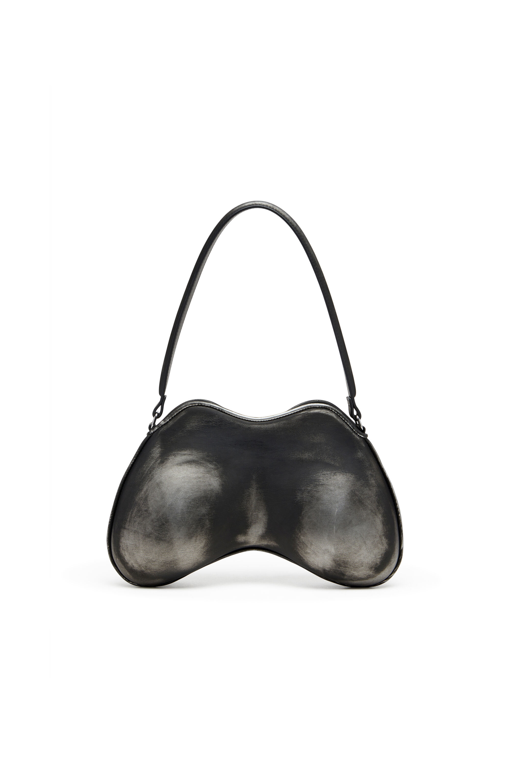 Diesel - DOUBLE-D SHOULDER, Female's Double-D-Rigid shoulder bag in brushed PU in Black/Silver - 3