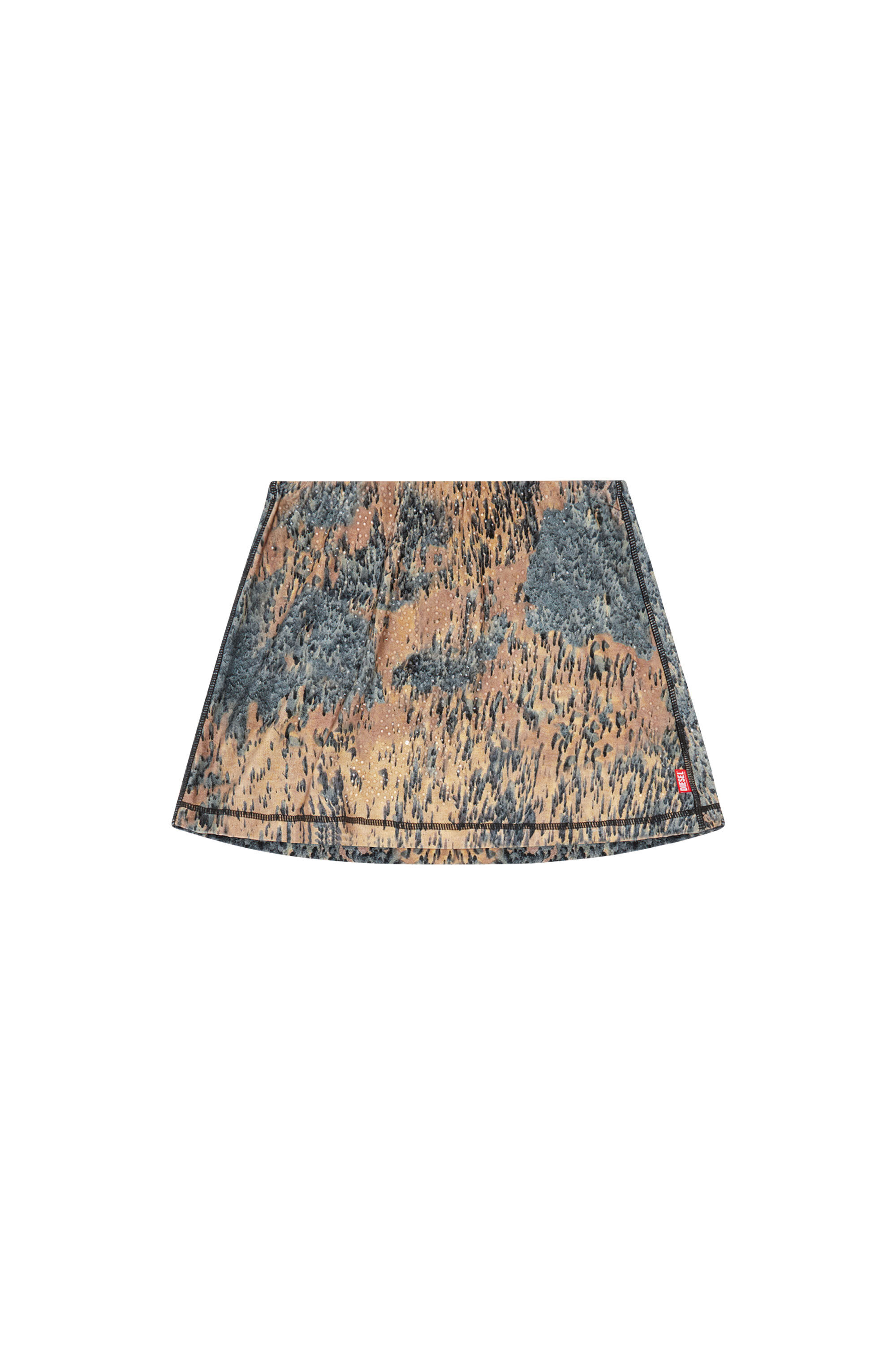 Diesel - O-KORY, Female's Abstract-print mini skirt with crystals in Beige/Grey - 2