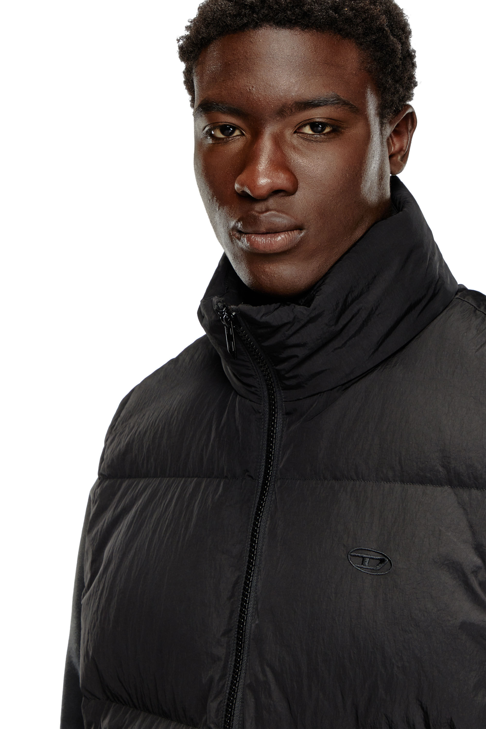 Gilet en duvet en nylon froisse Homme Noir Diesel