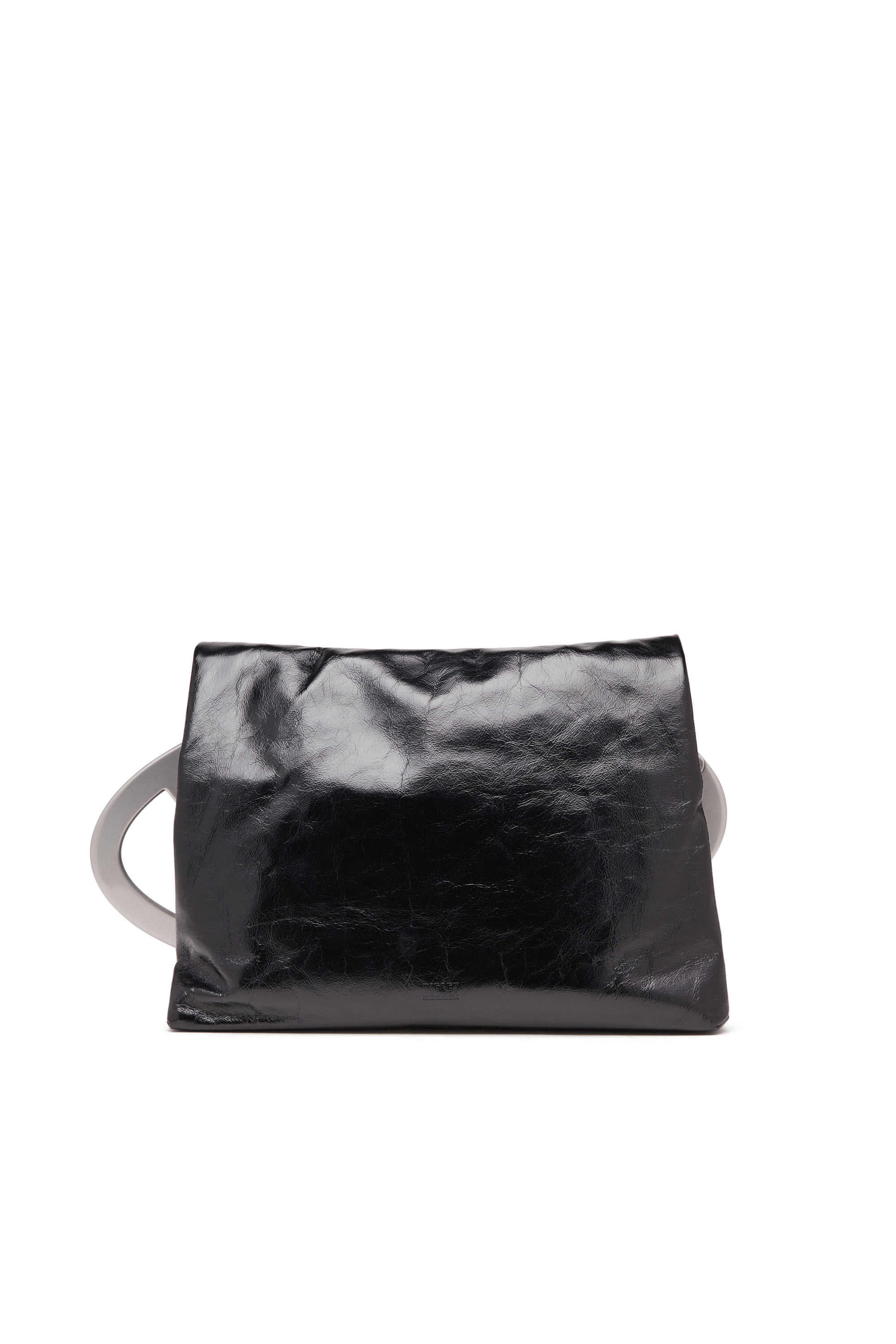 Women s Big D Clutch bag in crinkled leather Black Diesel