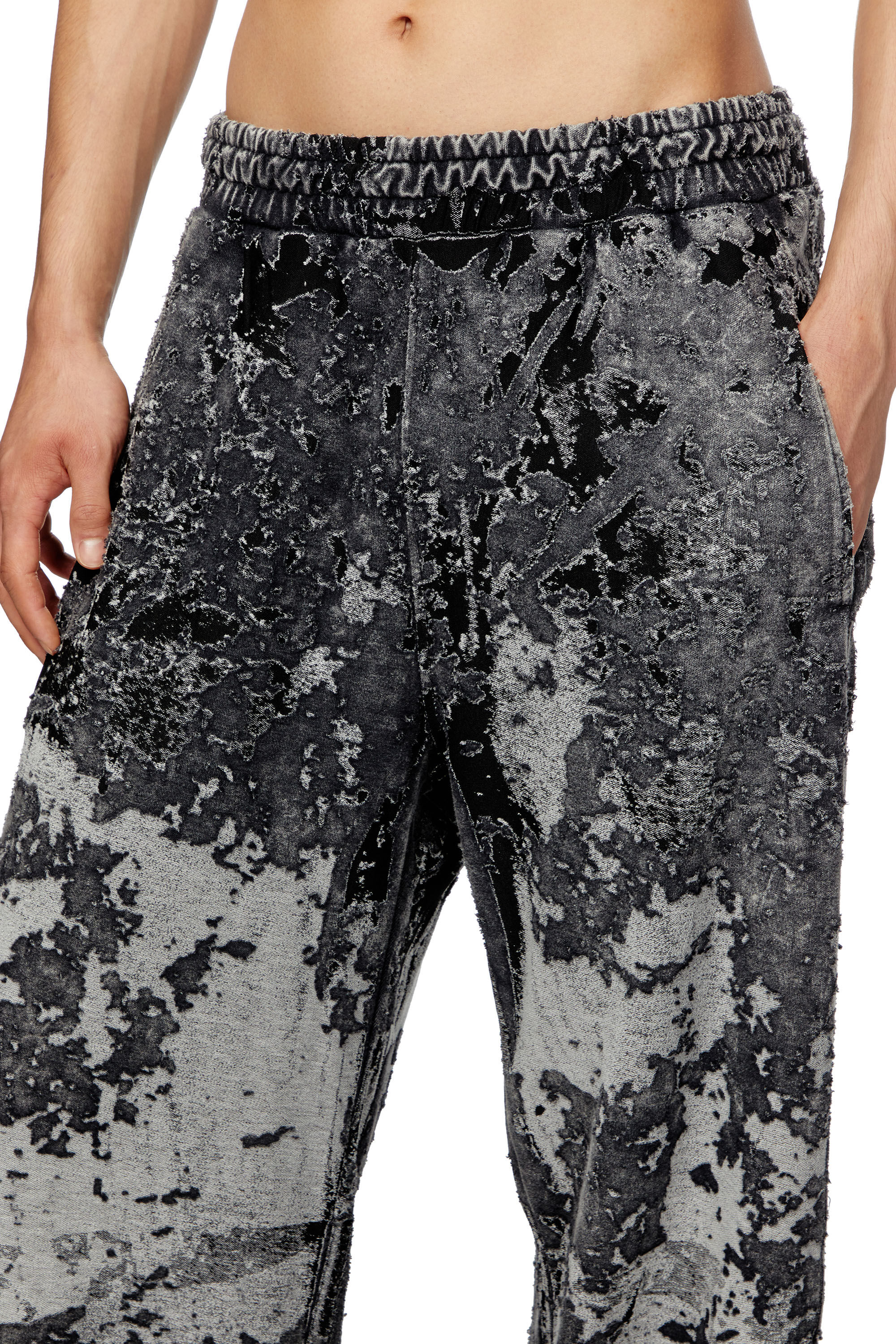 Diesel - P-MARTIS-SHOW, Male's Burnout track pants with camo effect in Black - 4