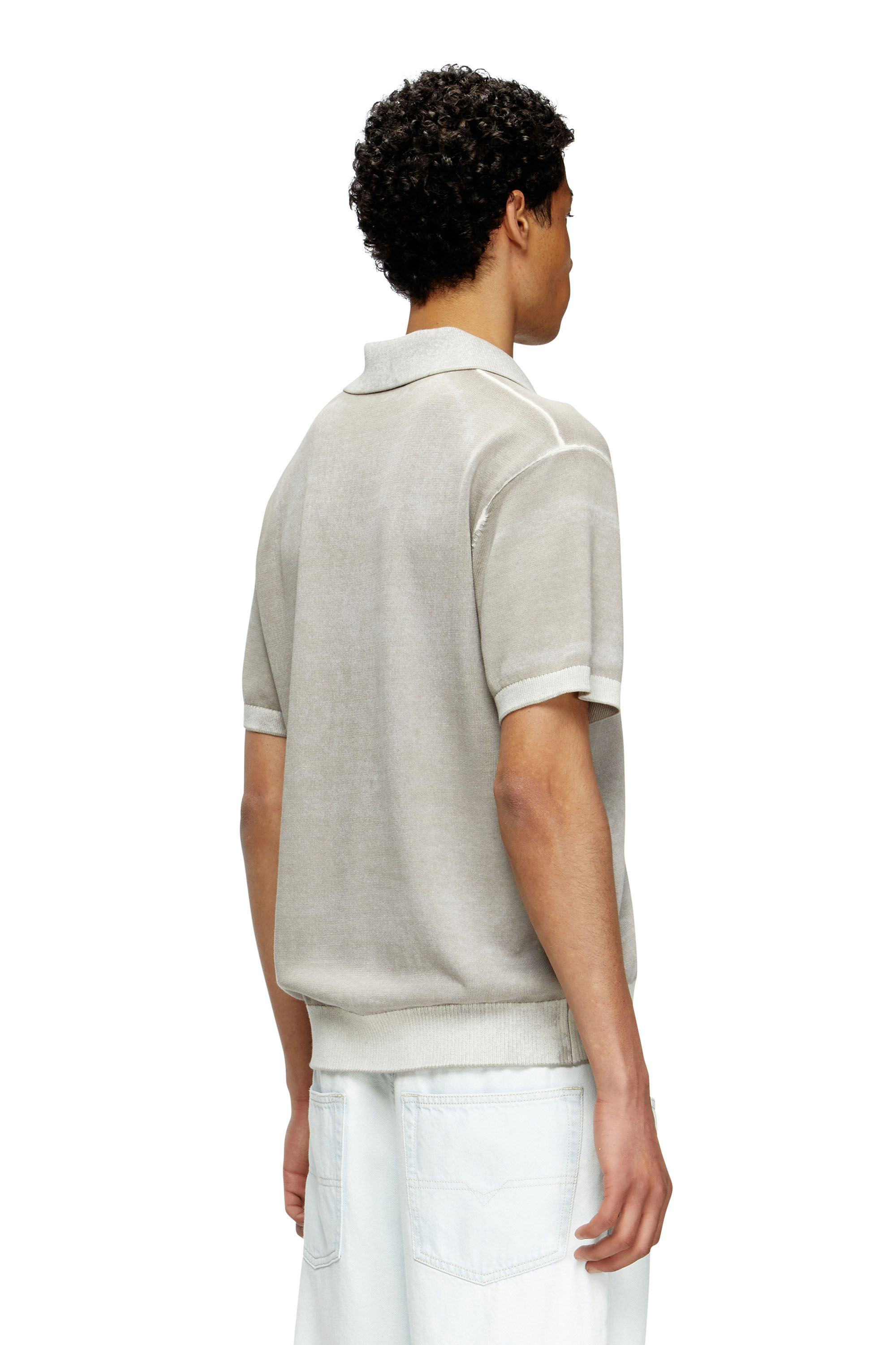 Diesel - K-LORENZO-SS, Pull polo à manches courtes avec imprimé inversé Homme in Gris - 5
