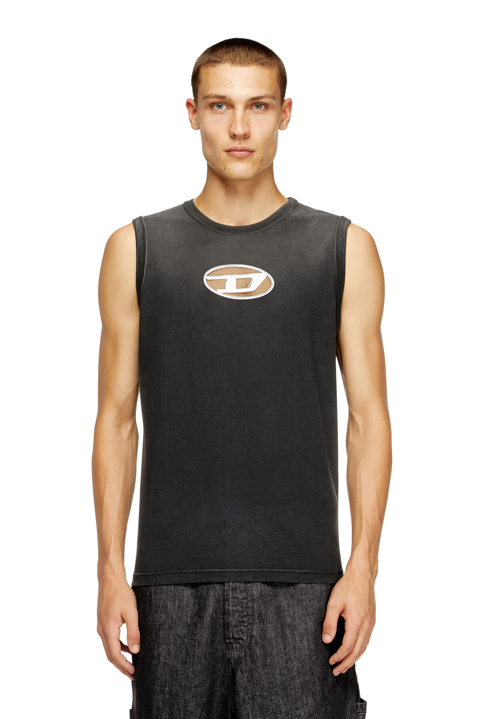 T-LYNYS-OD Tank top with cut-out Oval D logo｜ブラック